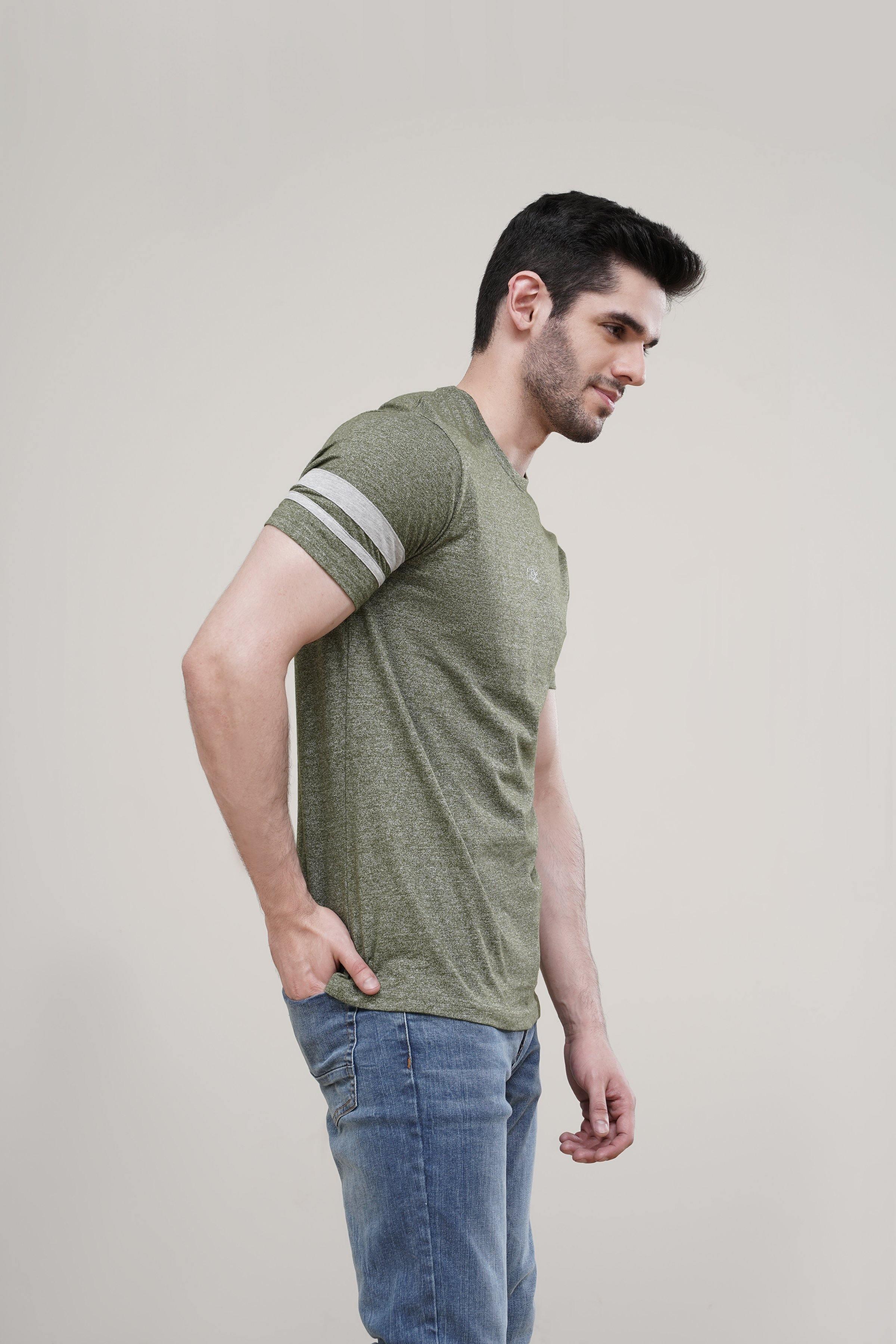 T SHIRT CREW NECK GREEN at Charcoal Clothing