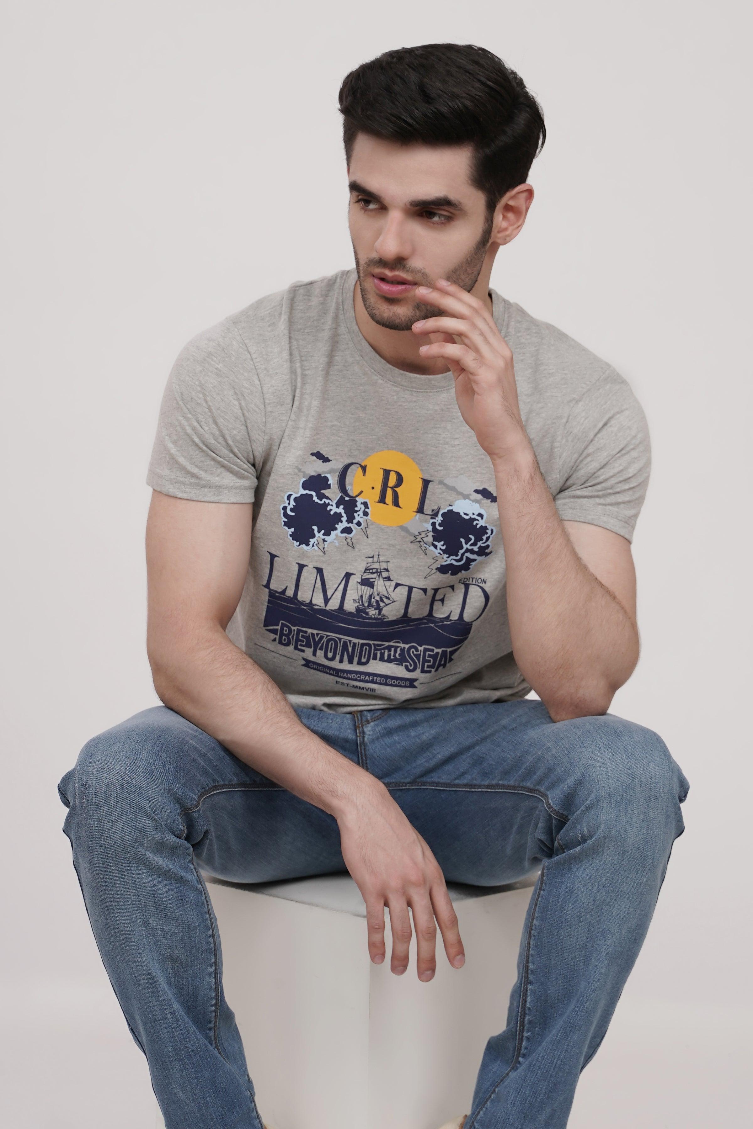 T SHIRT CREW NECK HYDER GREY at Charcoal Clothing