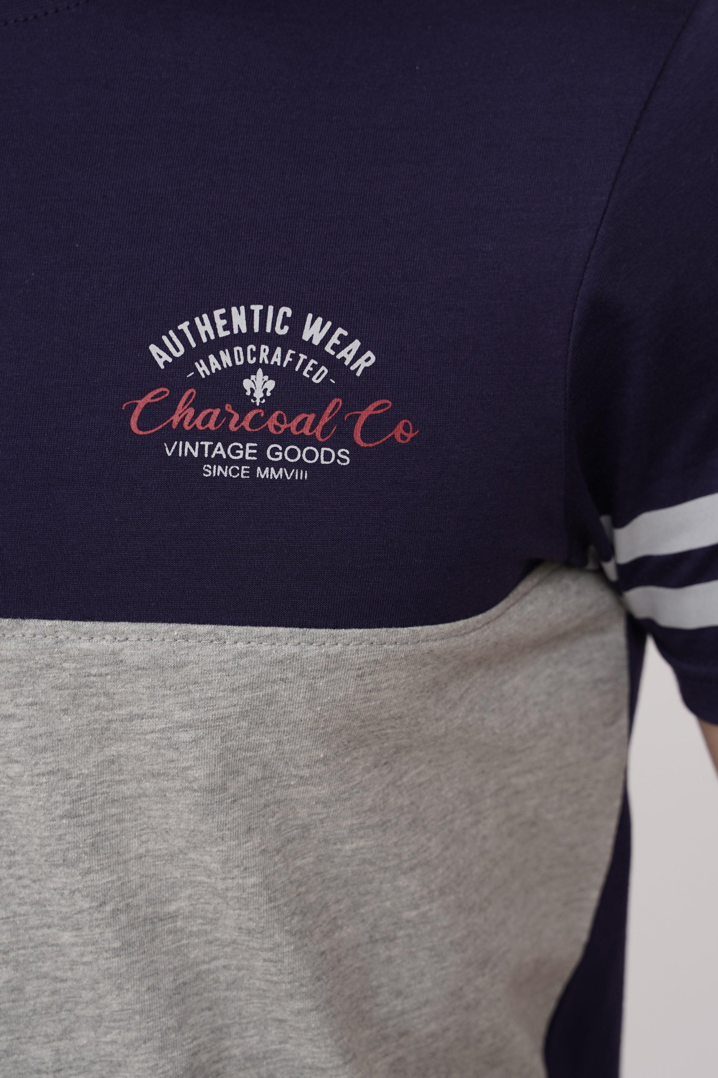 T SHIRT CREW NECK NAVY at Charcoal Clothing