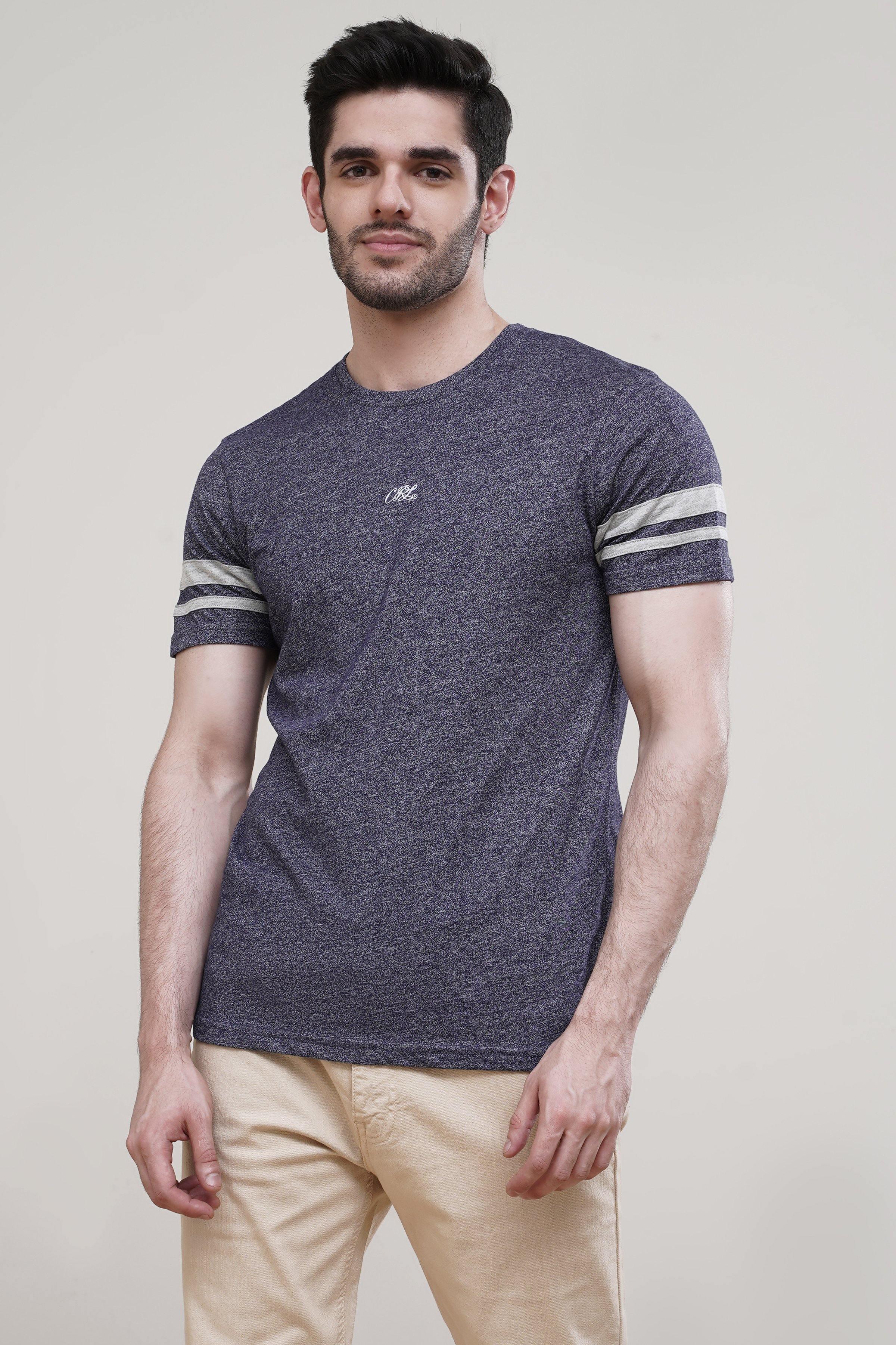T SHIRT CREW NECK NAVY at Charcoal Clothing