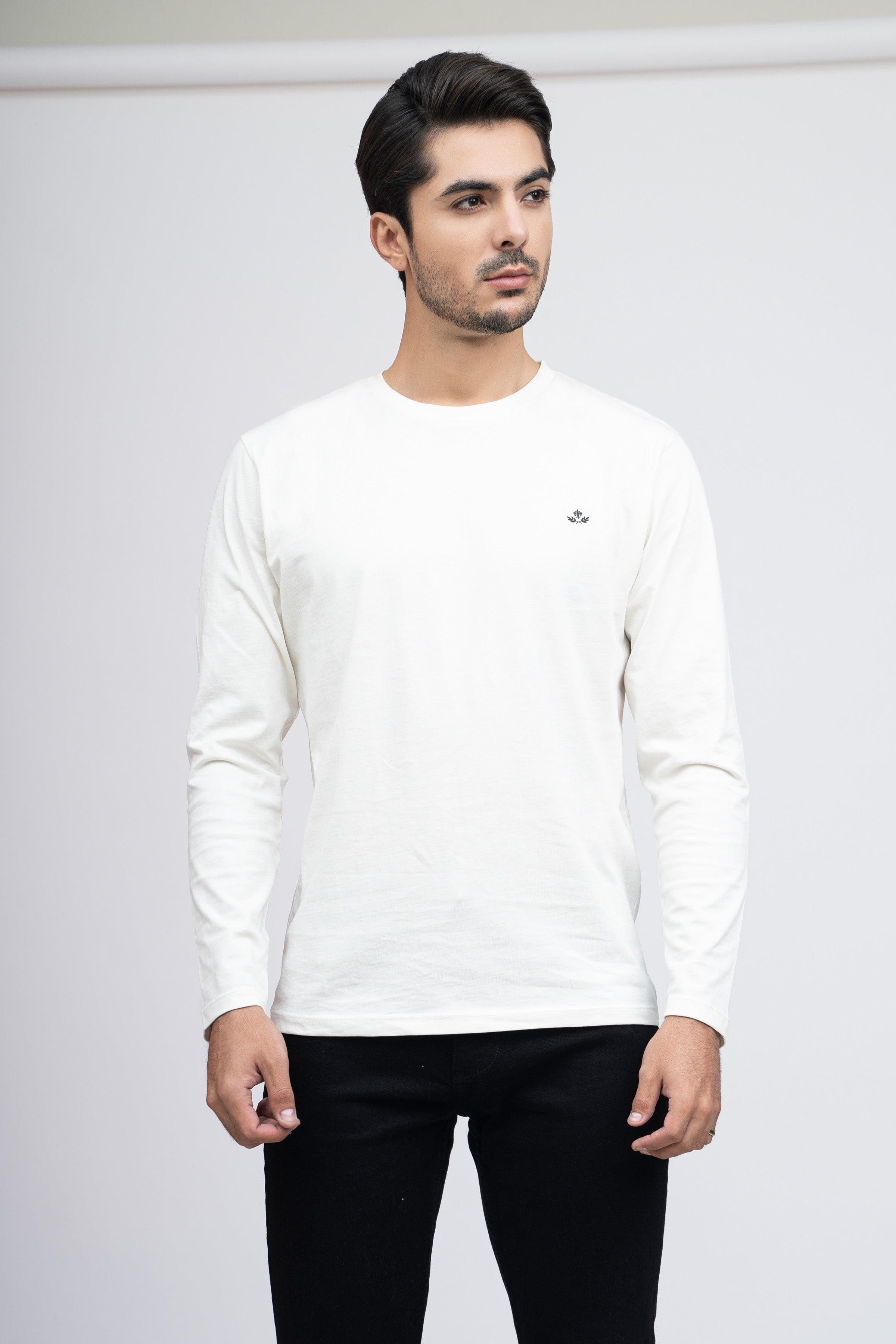 T SHIRT CREW NECK WHITE at Charcoal Clothing