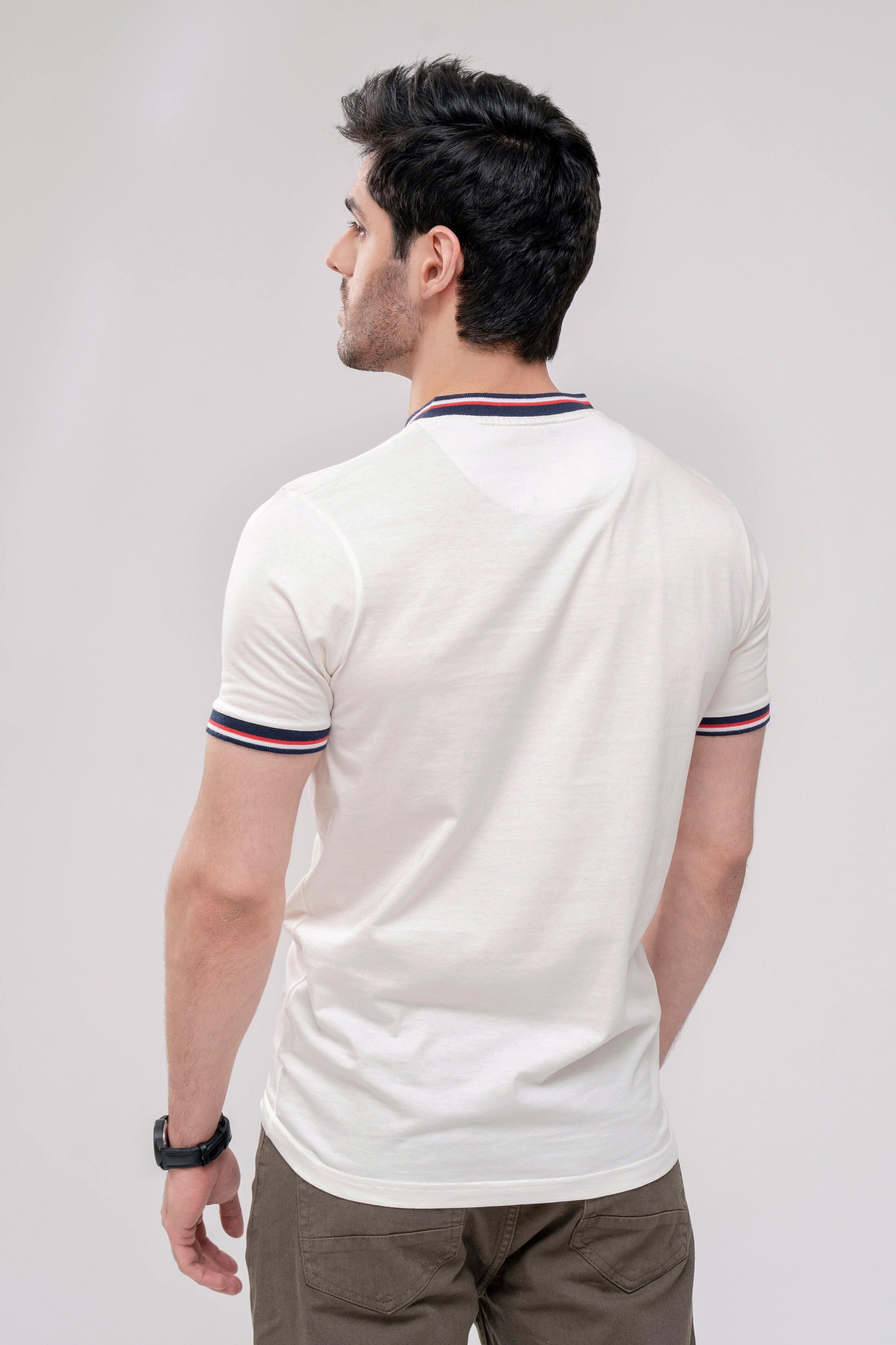 T SHIRT HENLEY TIPPING BAN OFF WHITE at Charcoal Clothing