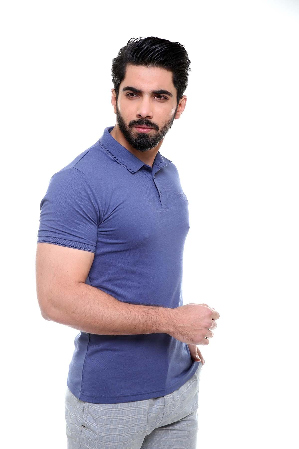 T SHIRT POLO BLUE at Charcoal Clothing