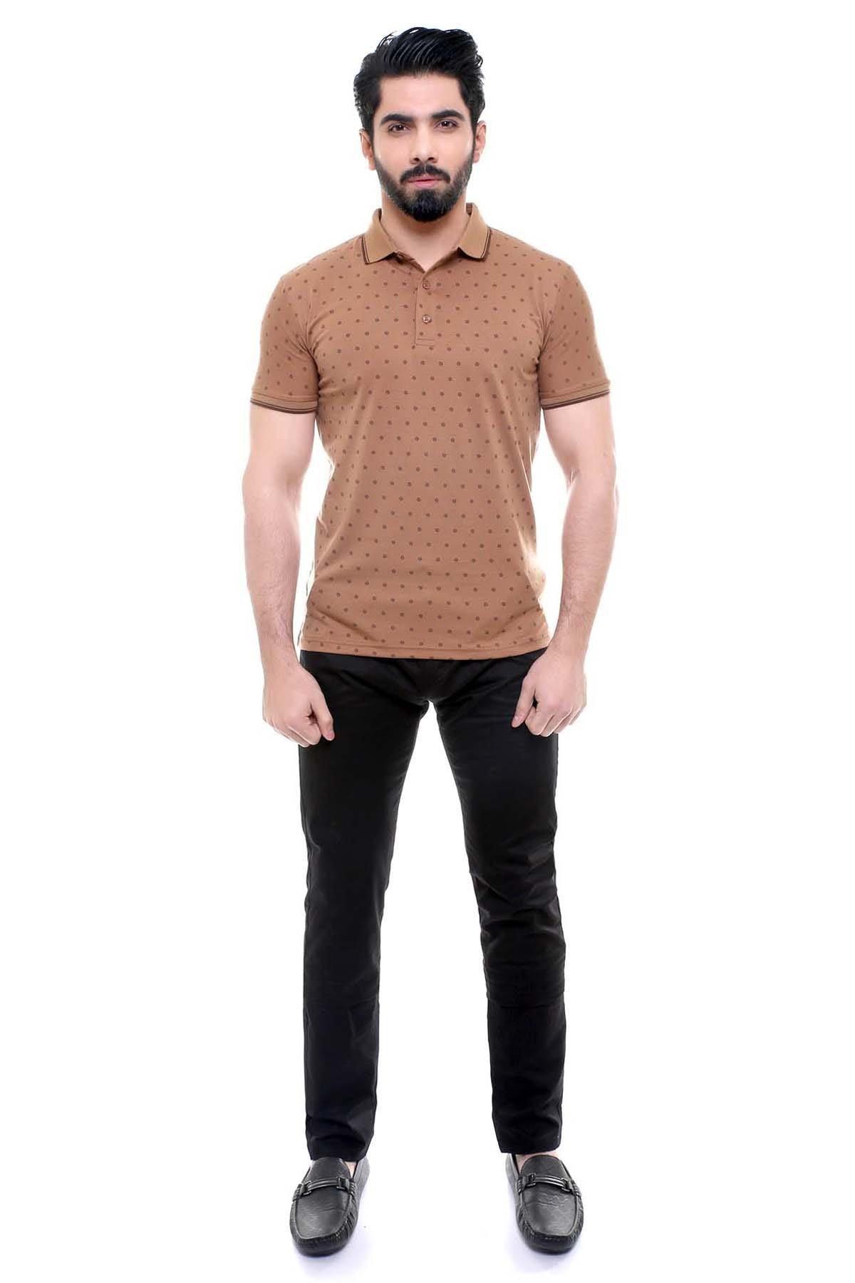 T SHIRT POLO LIGHT BROWN at Charcoal Clothing
