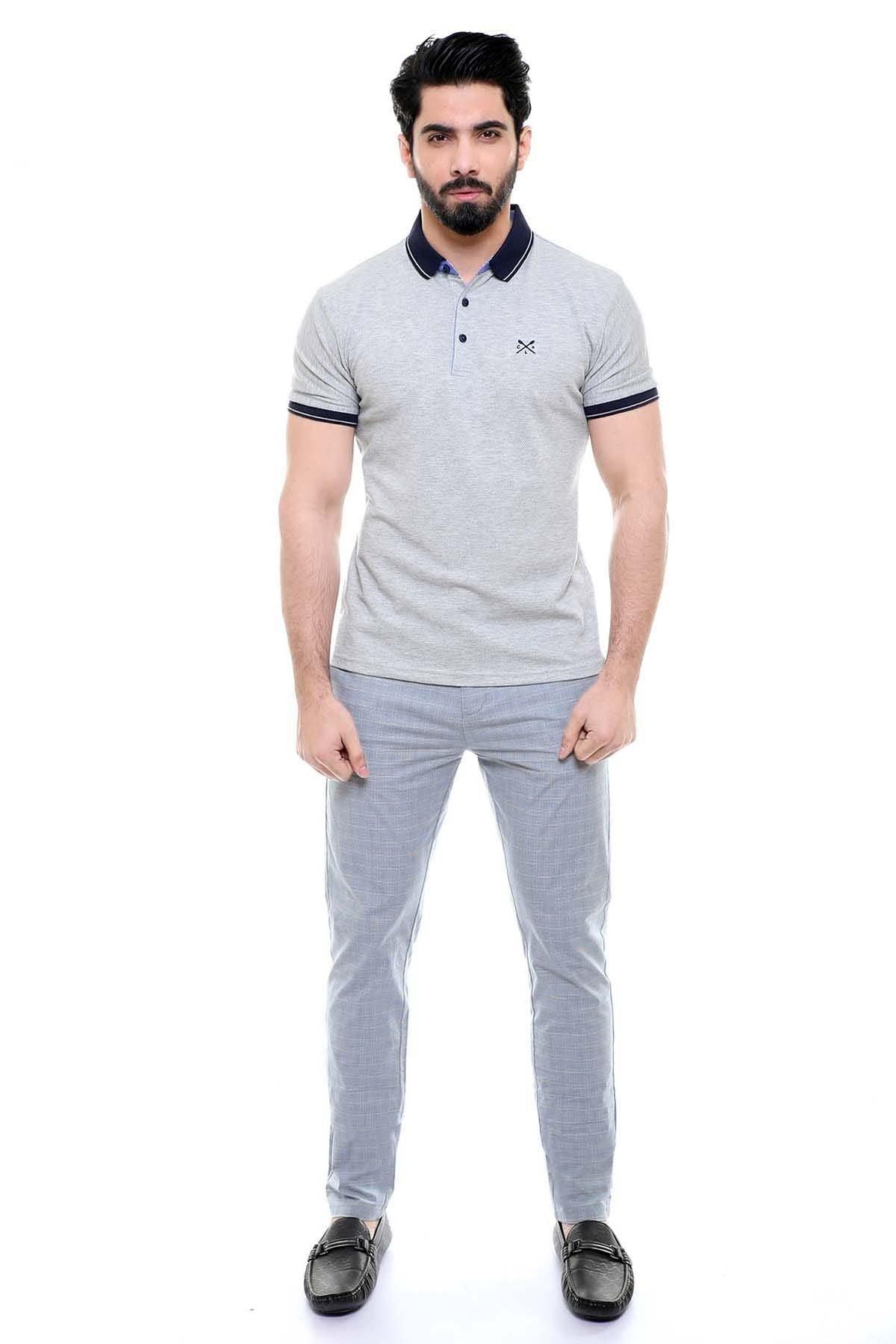 T SHIRT POLO LIGHT GREY at Charcoal Clothing