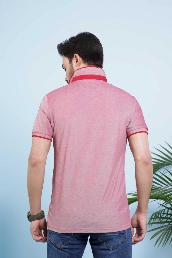 T SHIRT POLO MAROON WHITE at Charcoal Clothing
