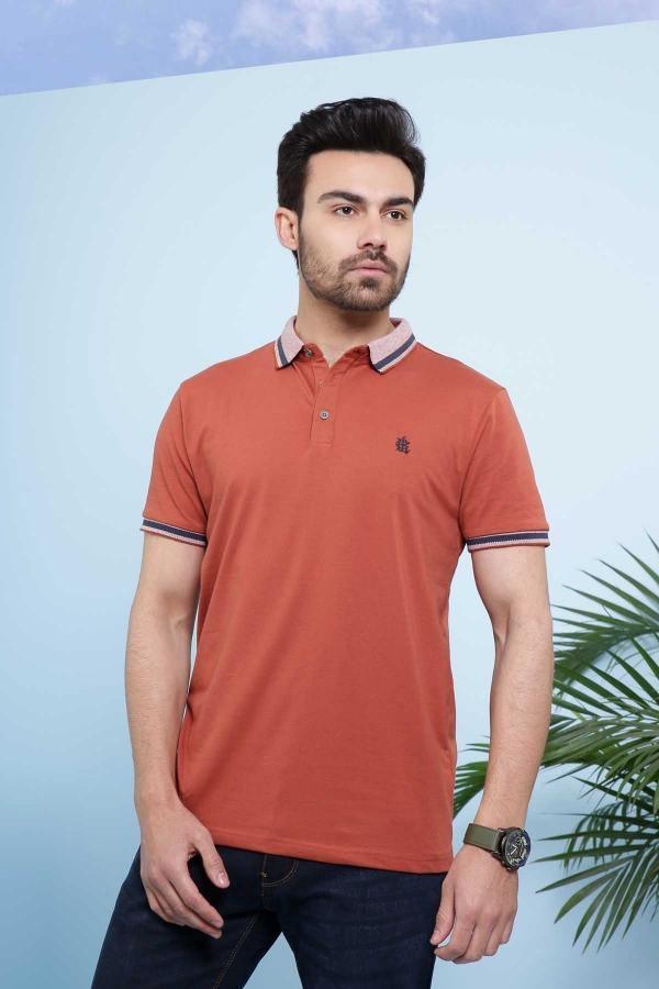 T SHIRT POLO RUST at Charcoal Clothing