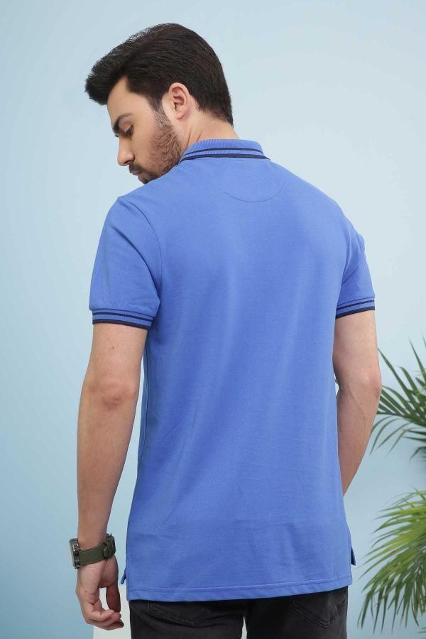 T SHIRT POLO TIPPING ROYAL BLUE at Charcoal Clothing