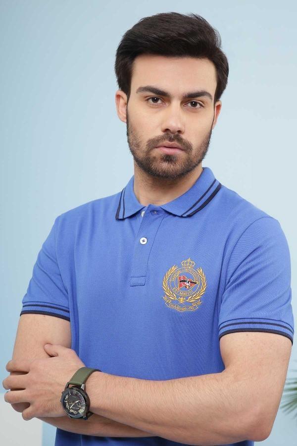 T SHIRT POLO TIPPING ROYAL BLUE at Charcoal Clothing