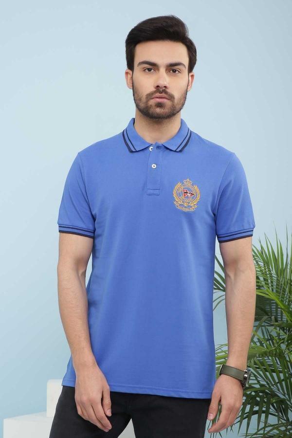 T SHIRT POLO TIPPING ROYAL BLUE at Charcoal Clothing