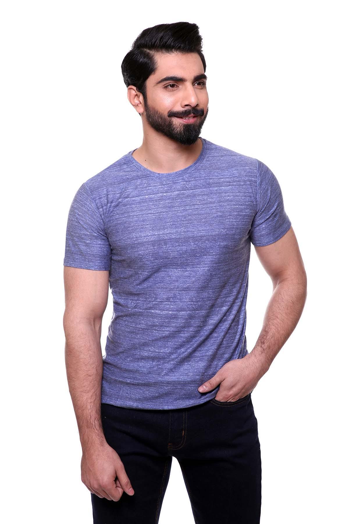 T SHIRT ROUND NECK BLUE at Charcoal Clothing