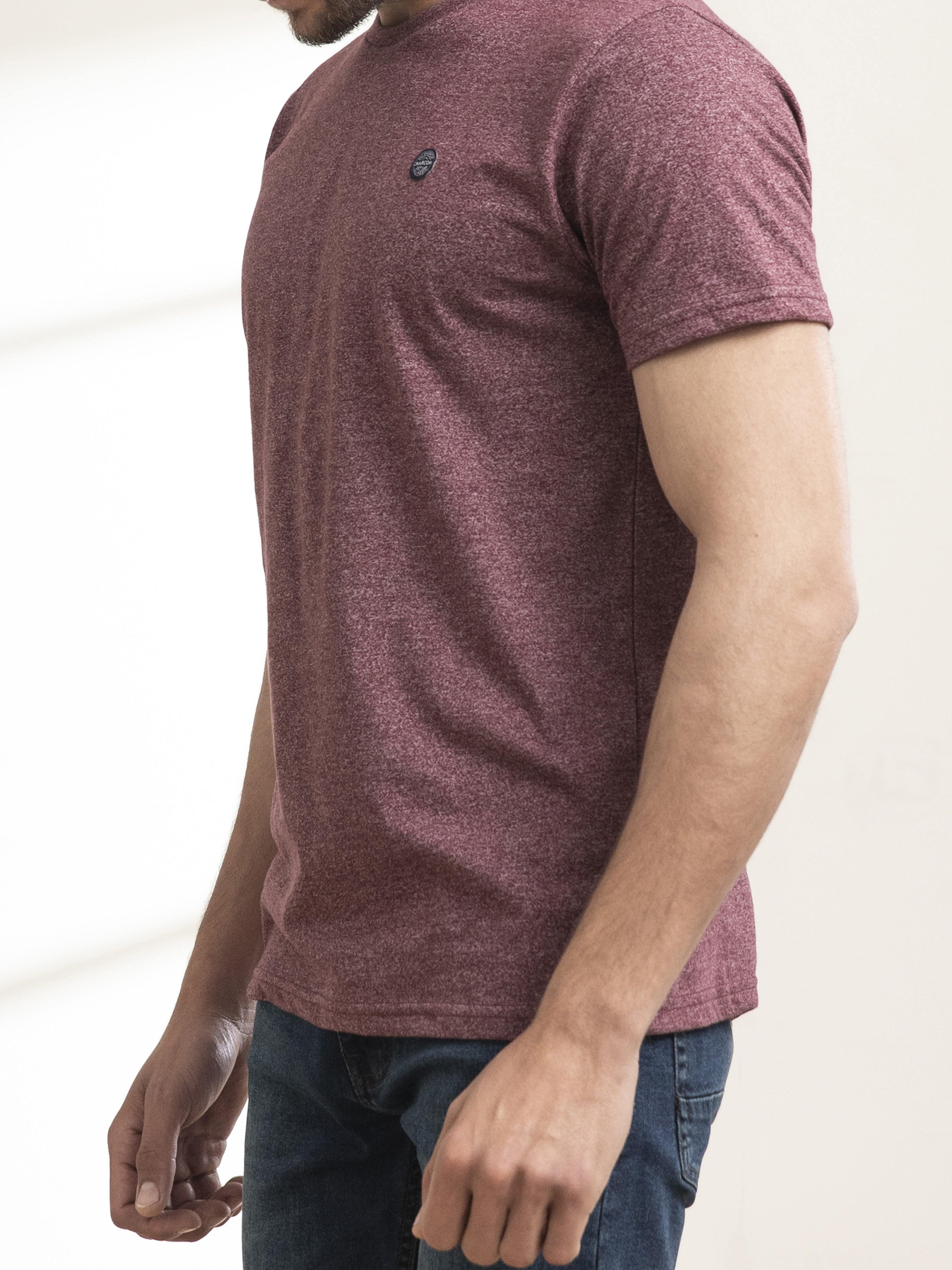 T SHIRT ROUND NECK CHAIN YARN MAROON at Charcoal Clothing