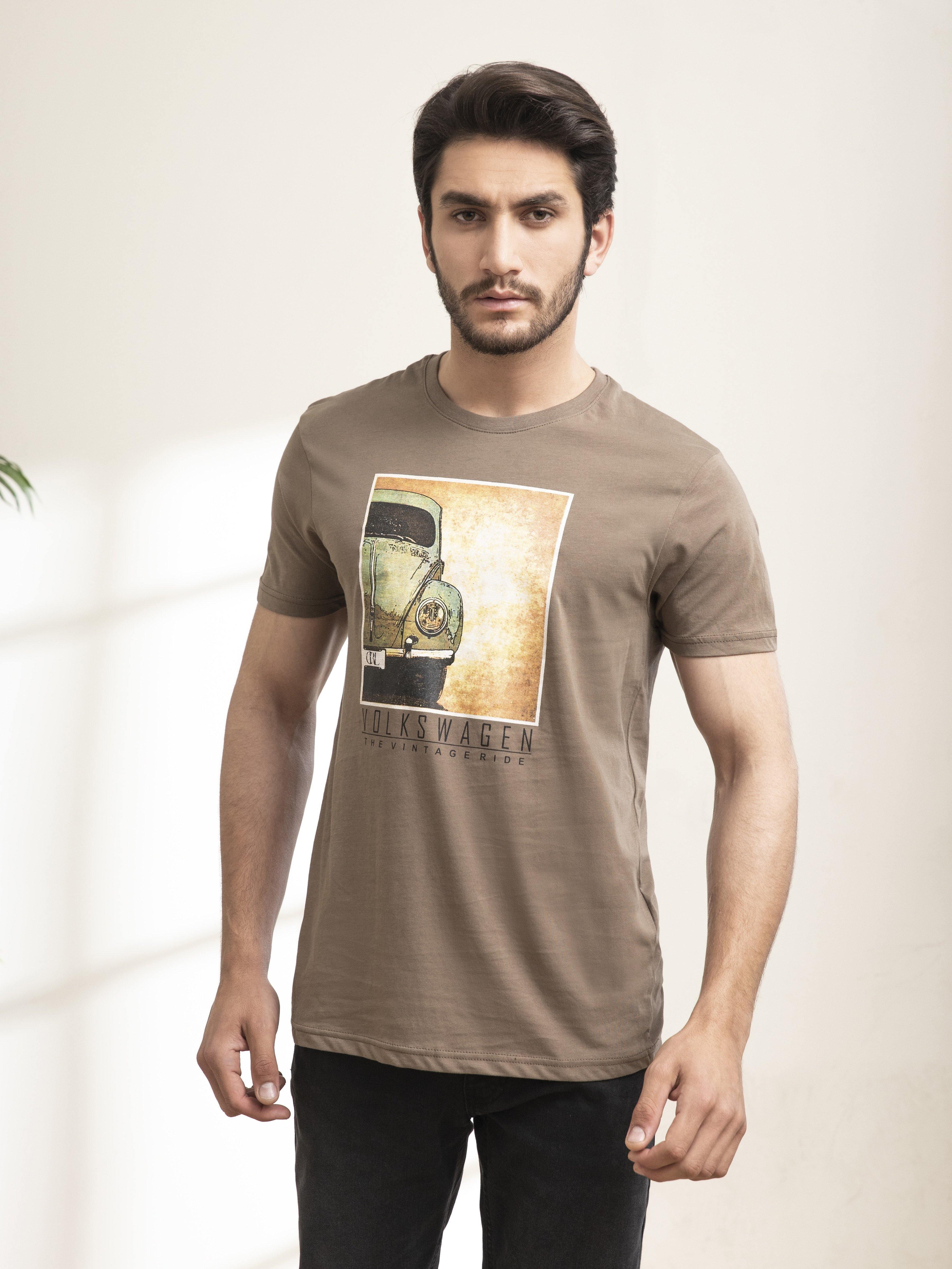 T SHIRT ROUND NECK FOXY LIGHT BROWN at Charcoal Clothing