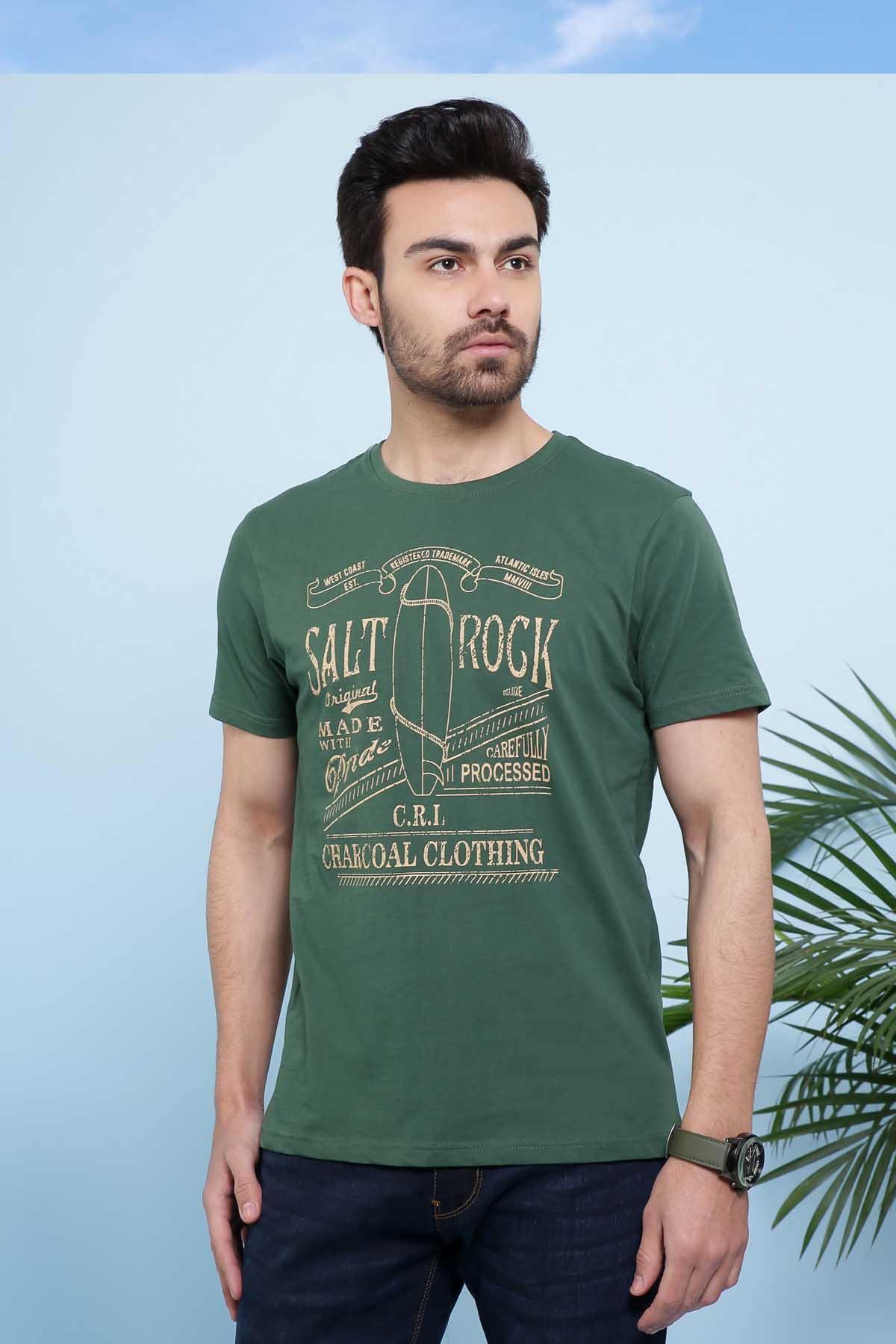 T SHIRT ROUND NECK GREEN at Charcoal Clothing