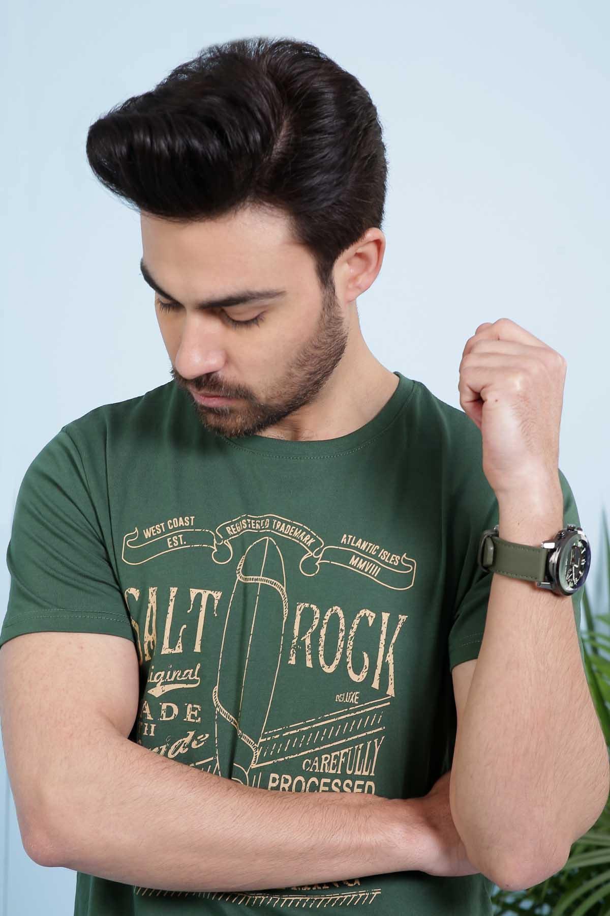 T SHIRT ROUND NECK GREEN at Charcoal Clothing