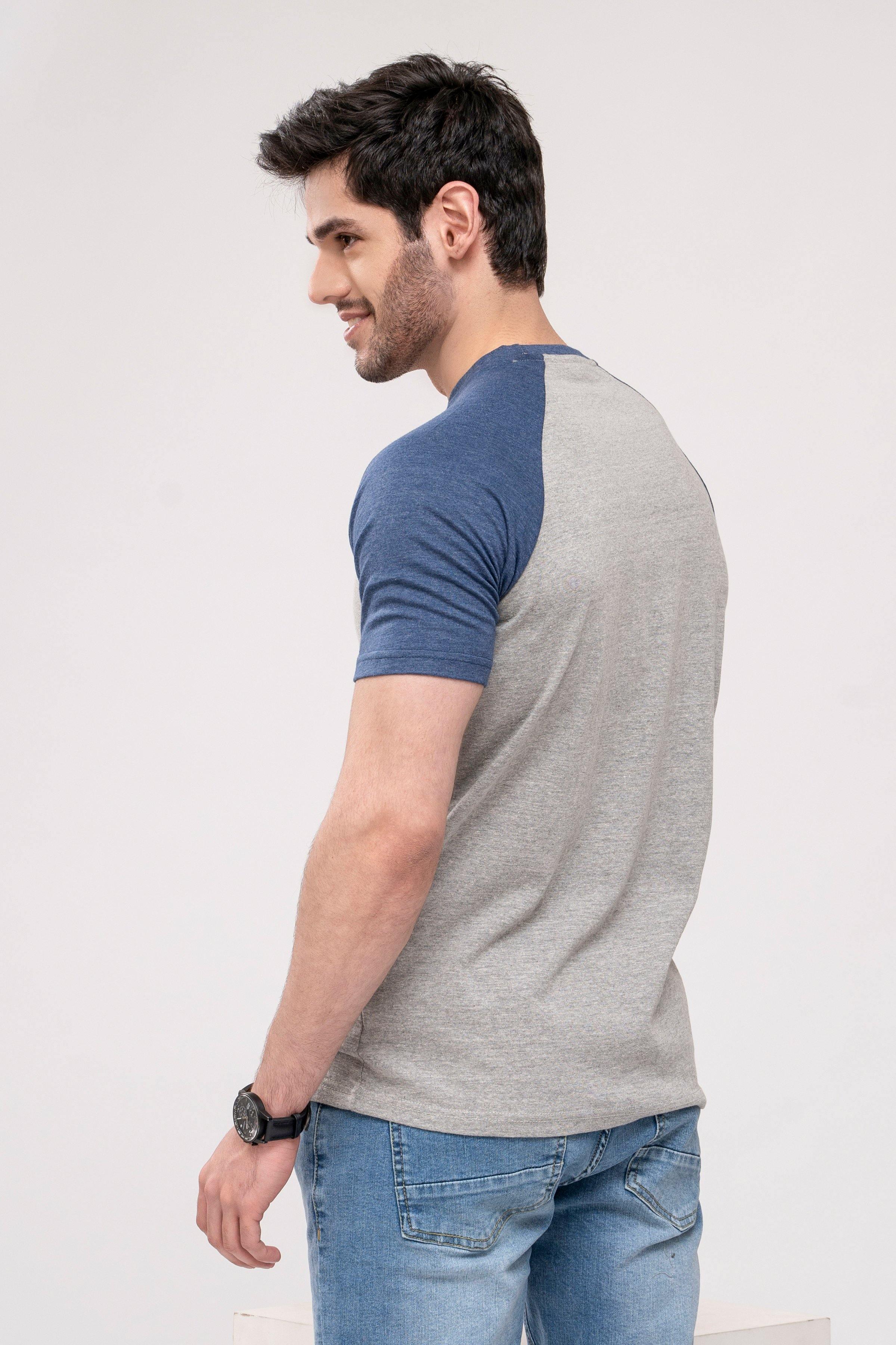 T SHIRT ROUND NECK GREY BLUE at Charcoal Clothing