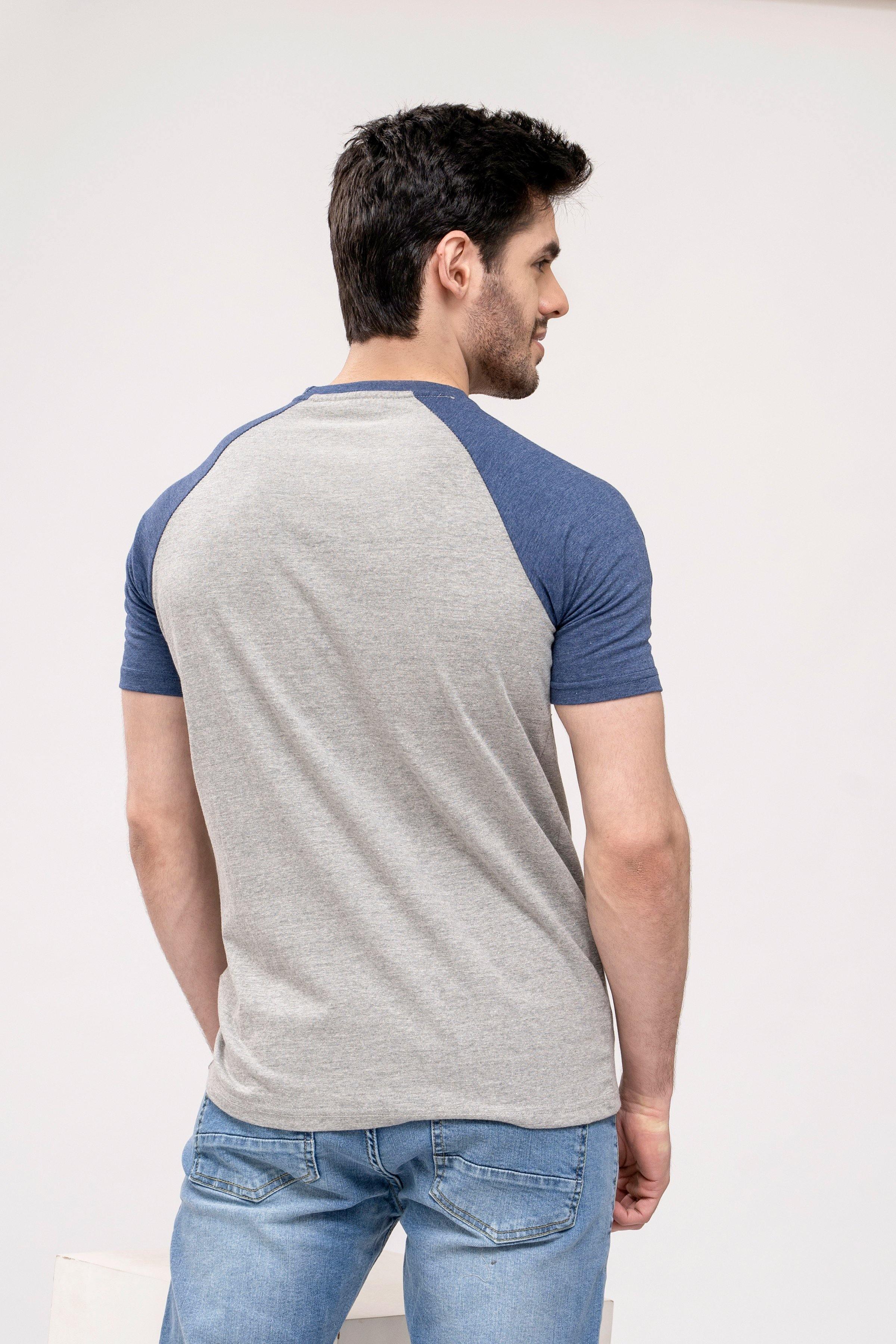 T SHIRT ROUND NECK GREY BLUE at Charcoal Clothing