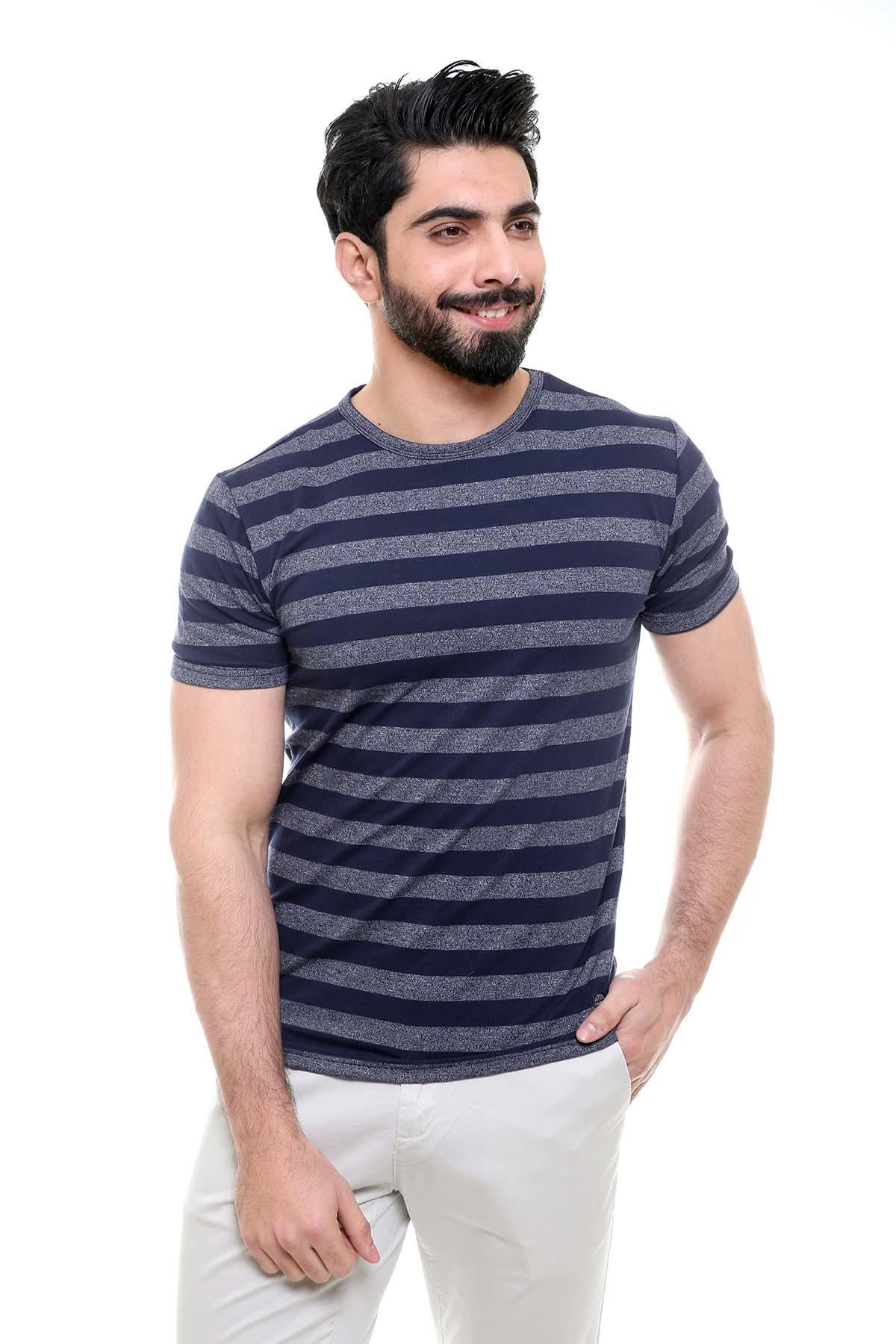 T SHIRT ROUND NECK NAVY BLUE at Charcoal Clothing