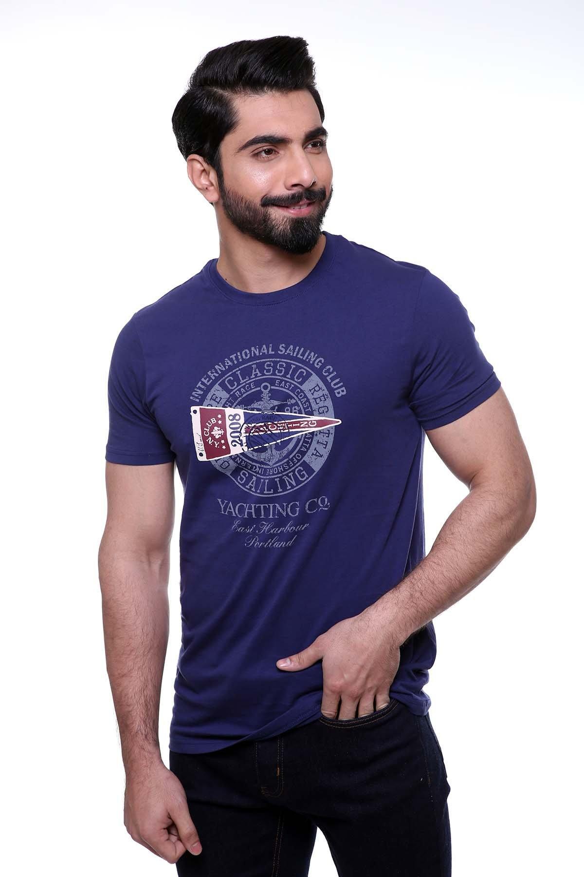 T SHIRT ROUND  NECK NAVY at Charcoal Clothing