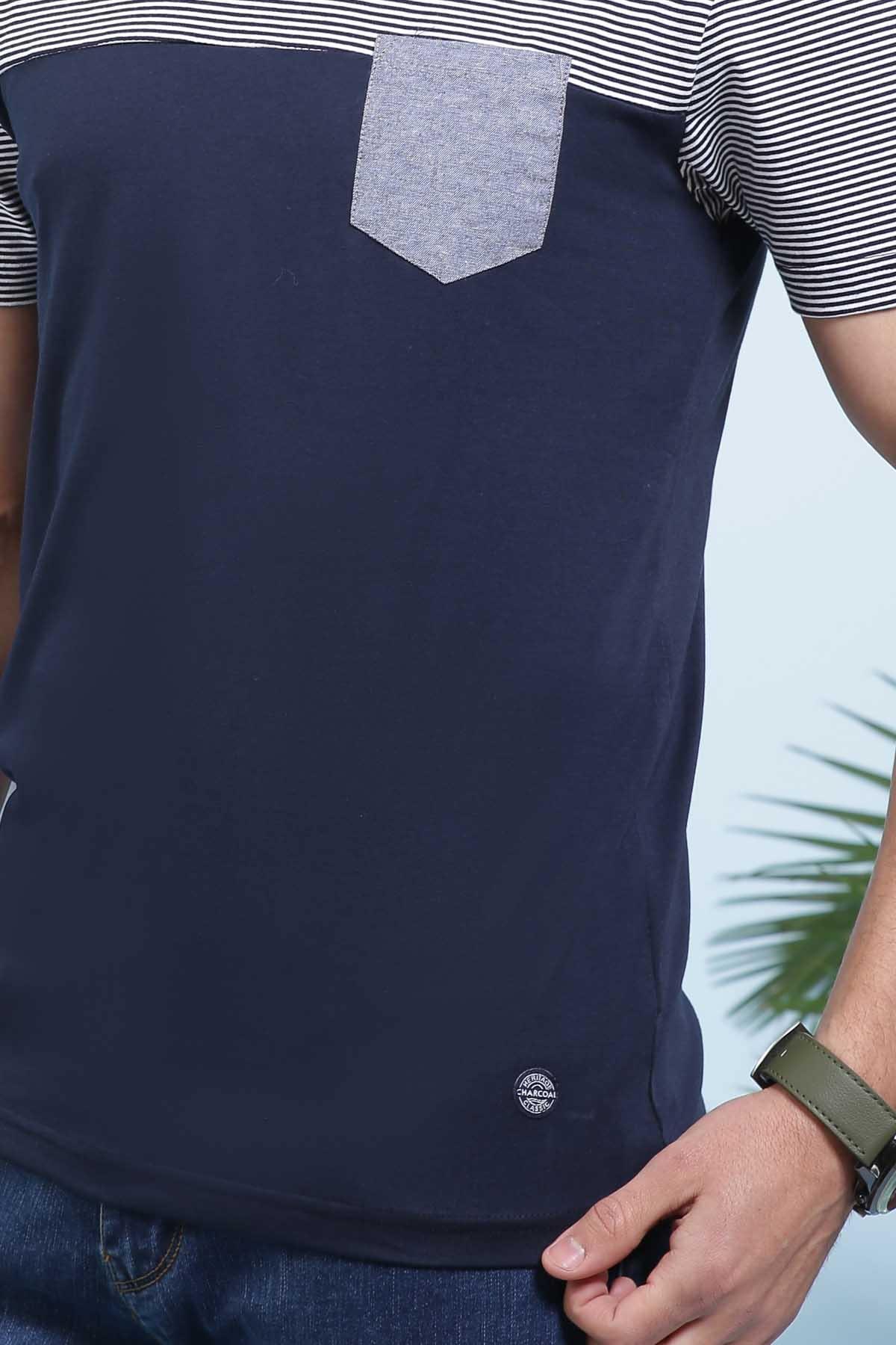 T SHIRT ROUND NECK NAVY at Charcoal Clothing
