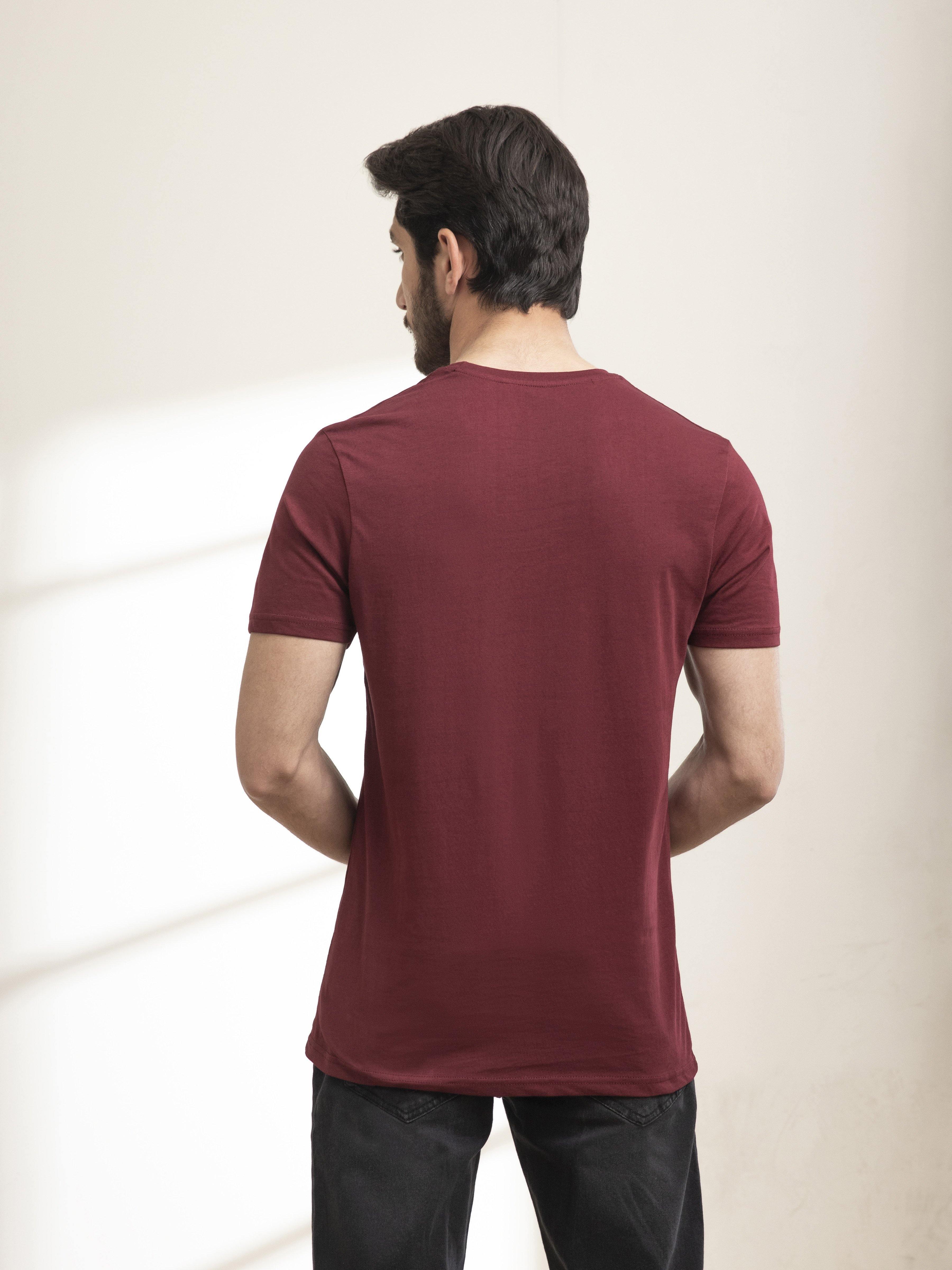 T SHIRT ROUND NECK SURF CLUB MAROON at Charcoal Clothing