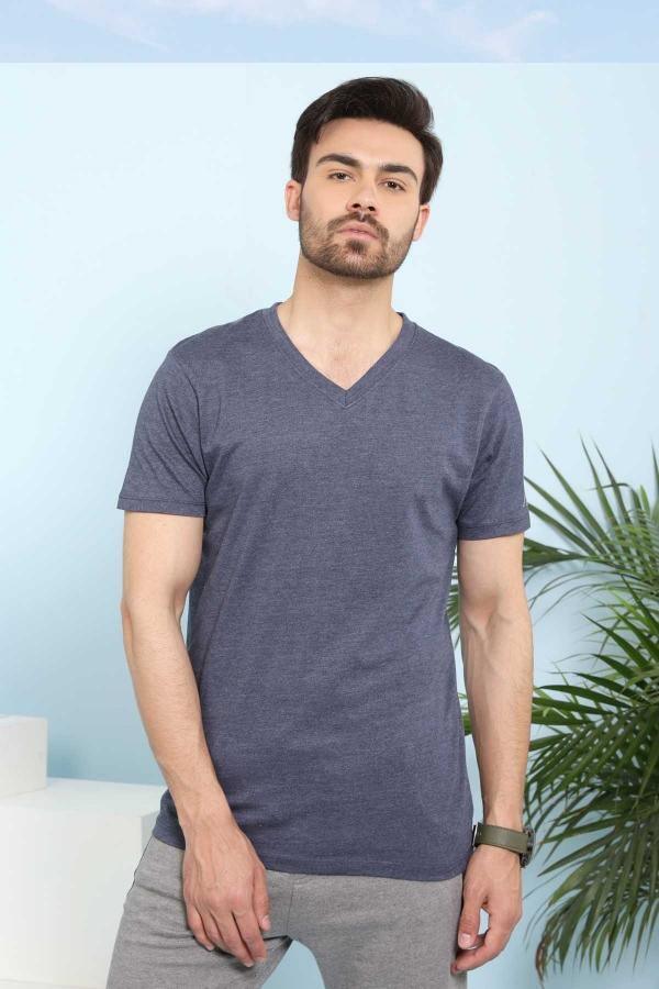 T SHIRT V NECK INDIGO (SLEEPWEAR) at Charcoal Clothing