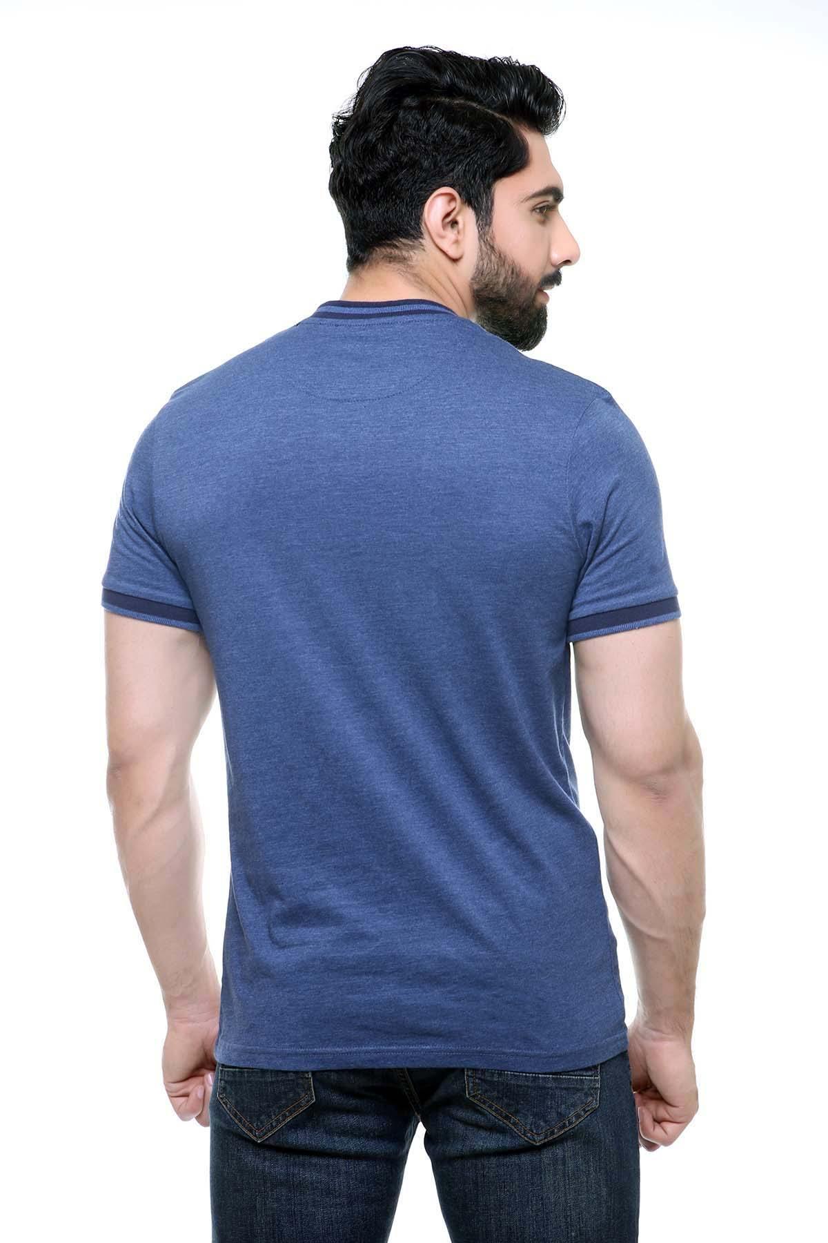 T Shirt Henley Blue at Charcoal Clothing