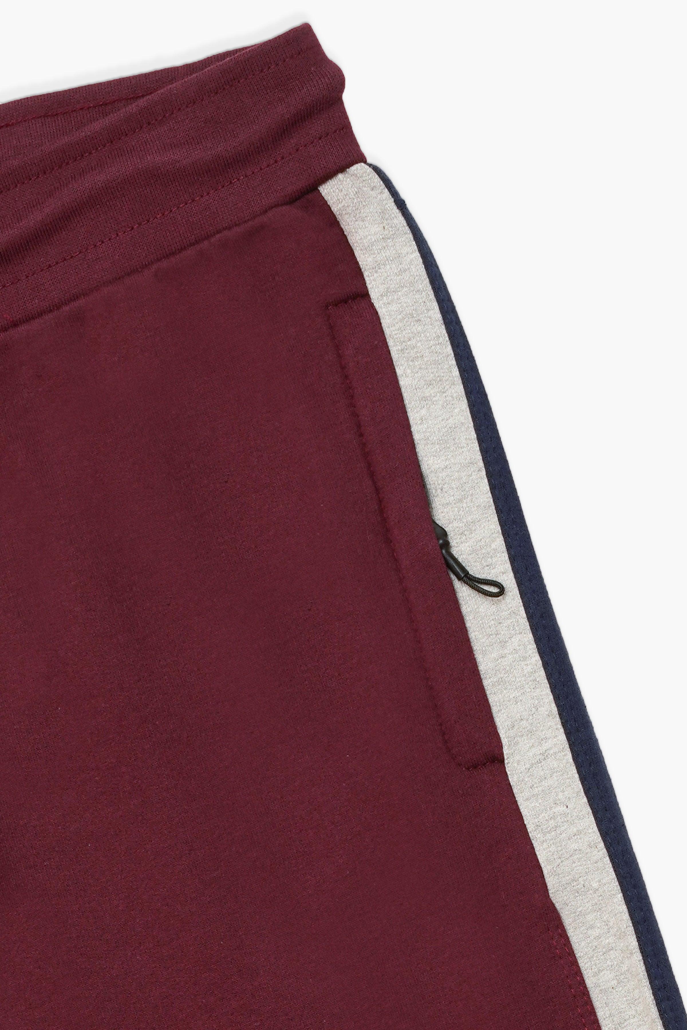 TERRY CONTRAST JOGGING TROUSER MAROON at Charcoal Clothing