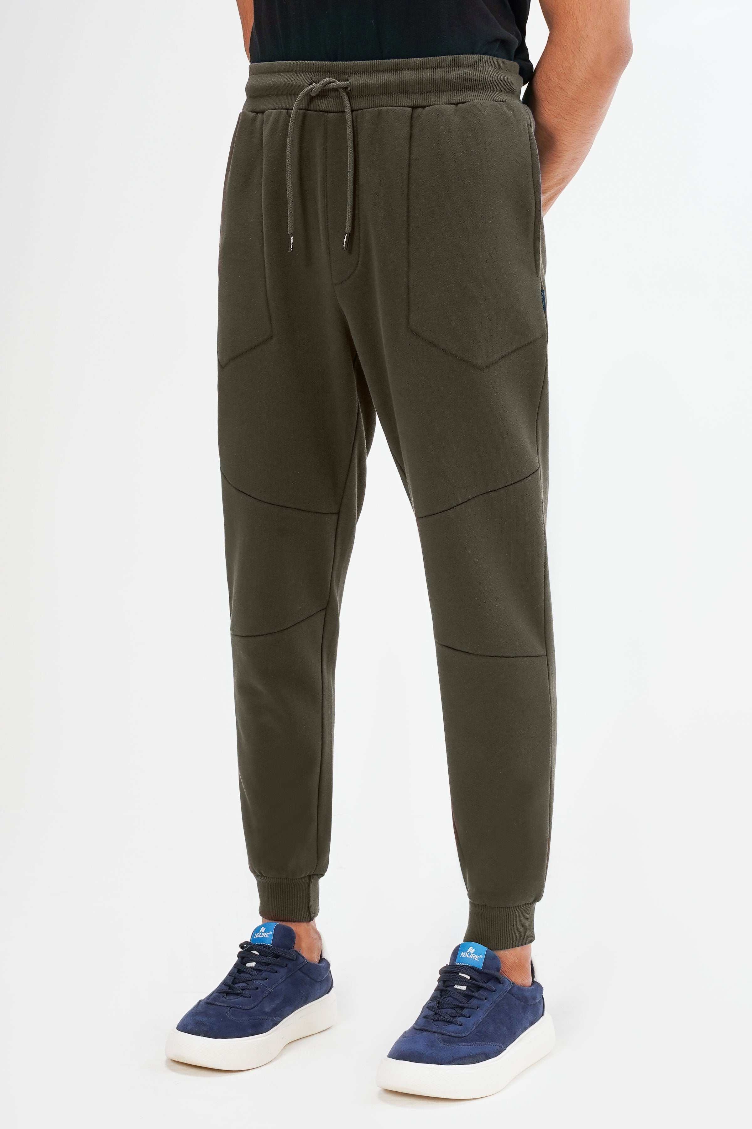 TERRY FLEECE JOGGER TROUSER DARK OLIVE at Charcoal Clothing