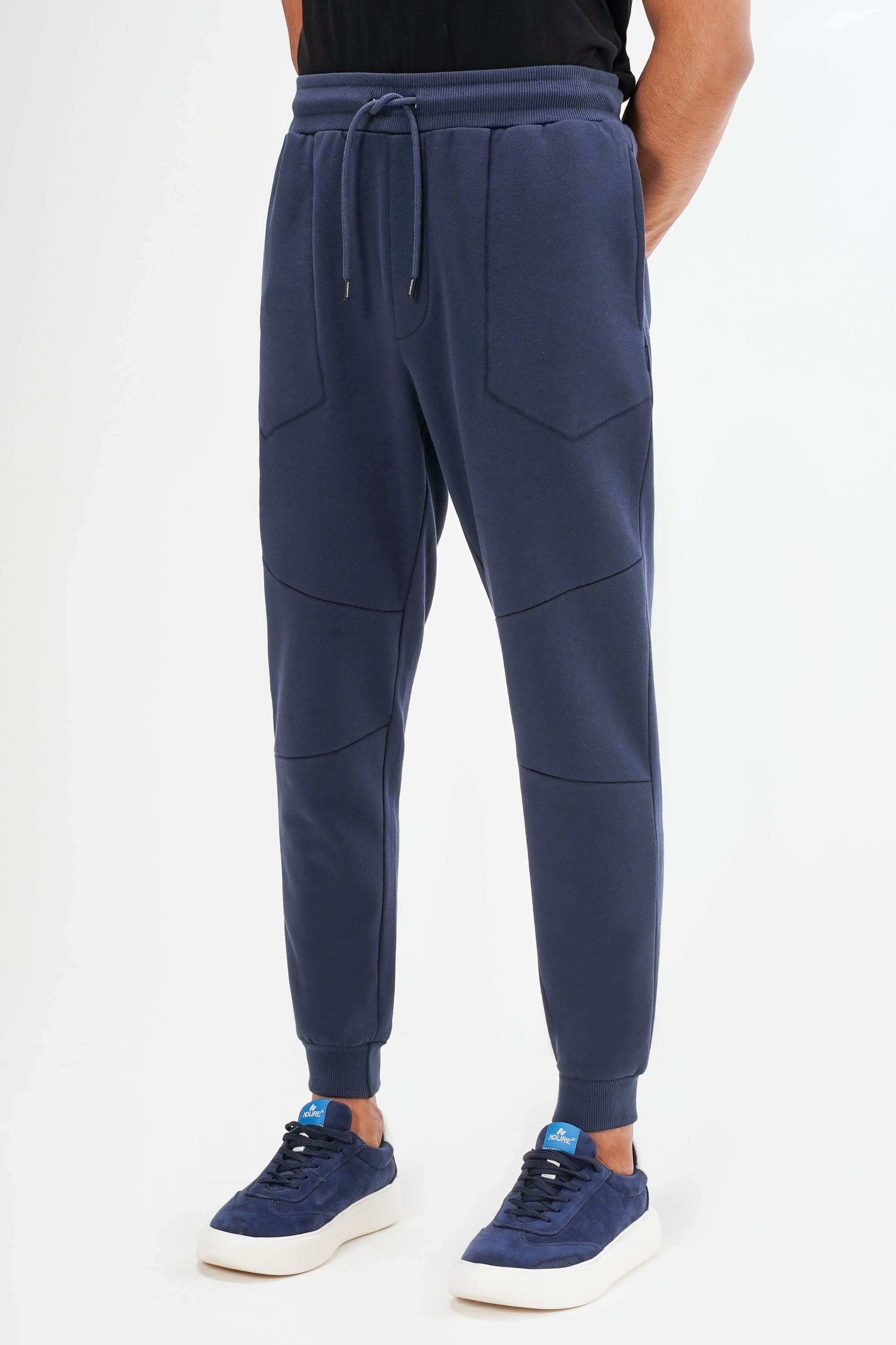 TERRY FLEECE JOGGER TROUSER NAVY at Charcoal Clothing