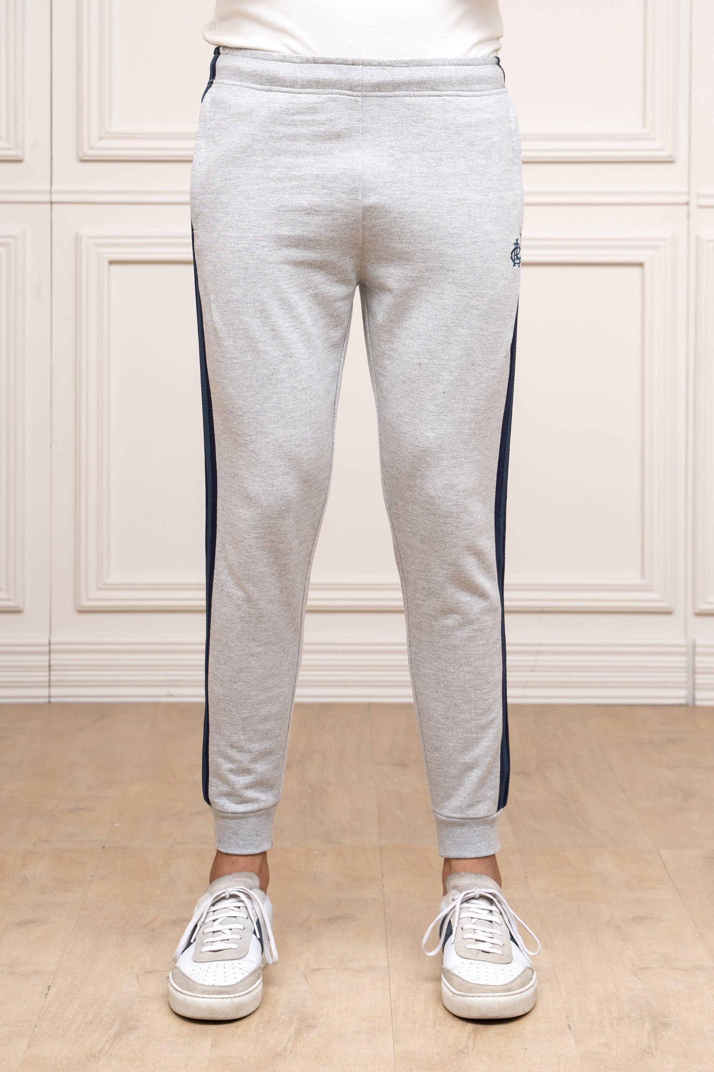 TERRY SIDE PANEL TROUSER GREY MELANGE at Charcoal Clothing