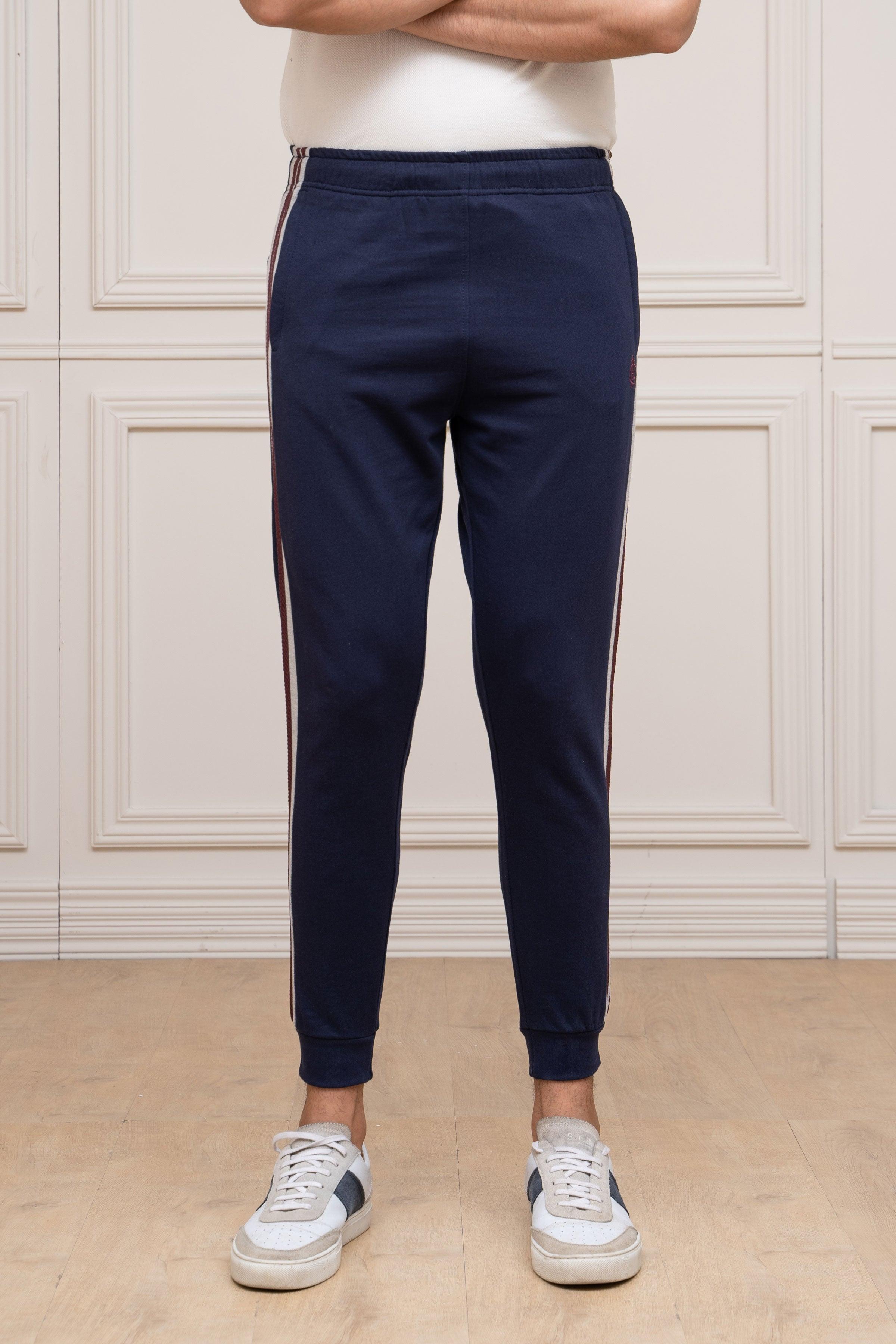 TERRY SIDE PANEL TROUSER NAVY at Charcoal Clothing