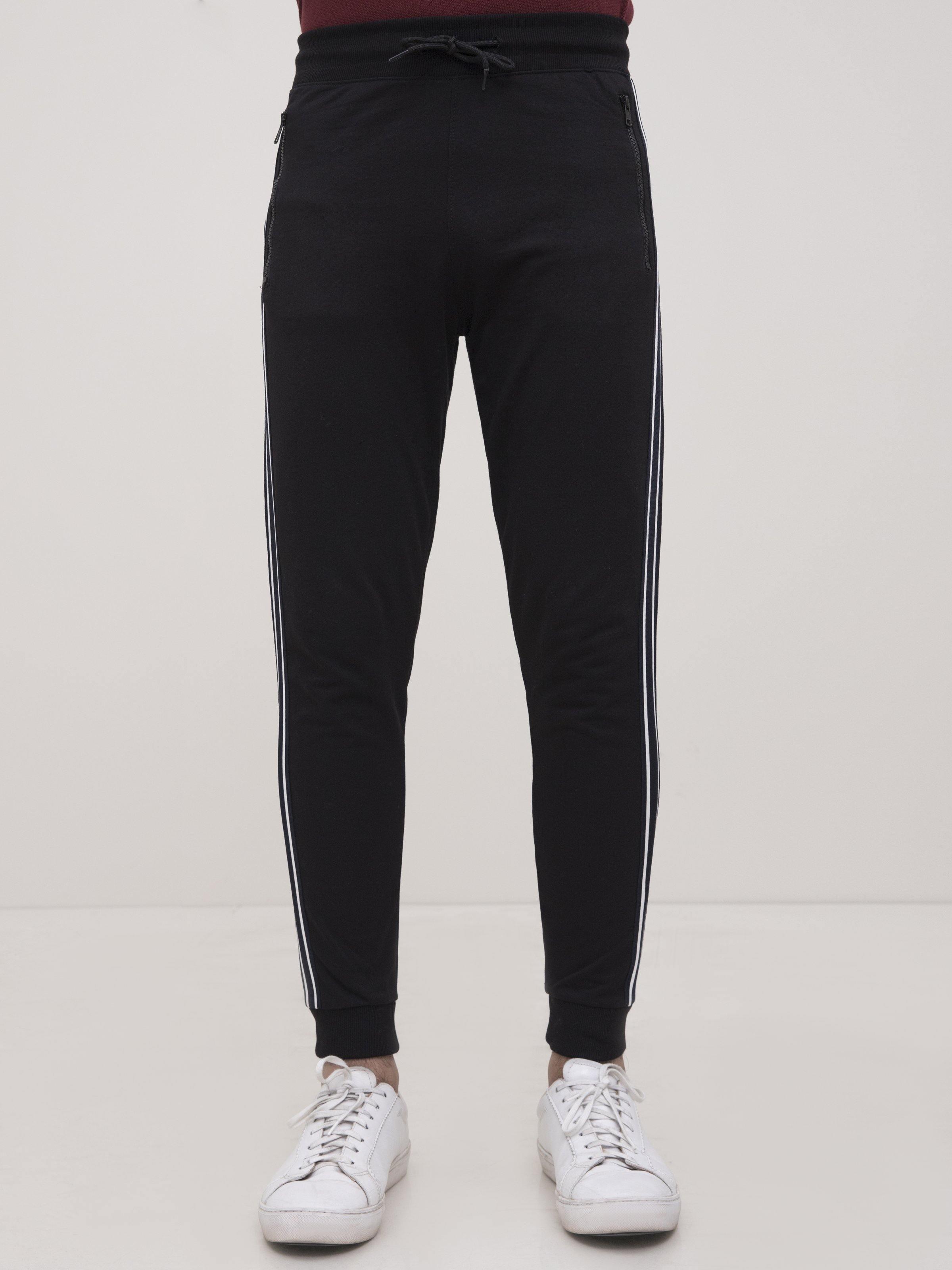TERRY SIDE TAPE TROUSER BLACK at Charcoal Clothing