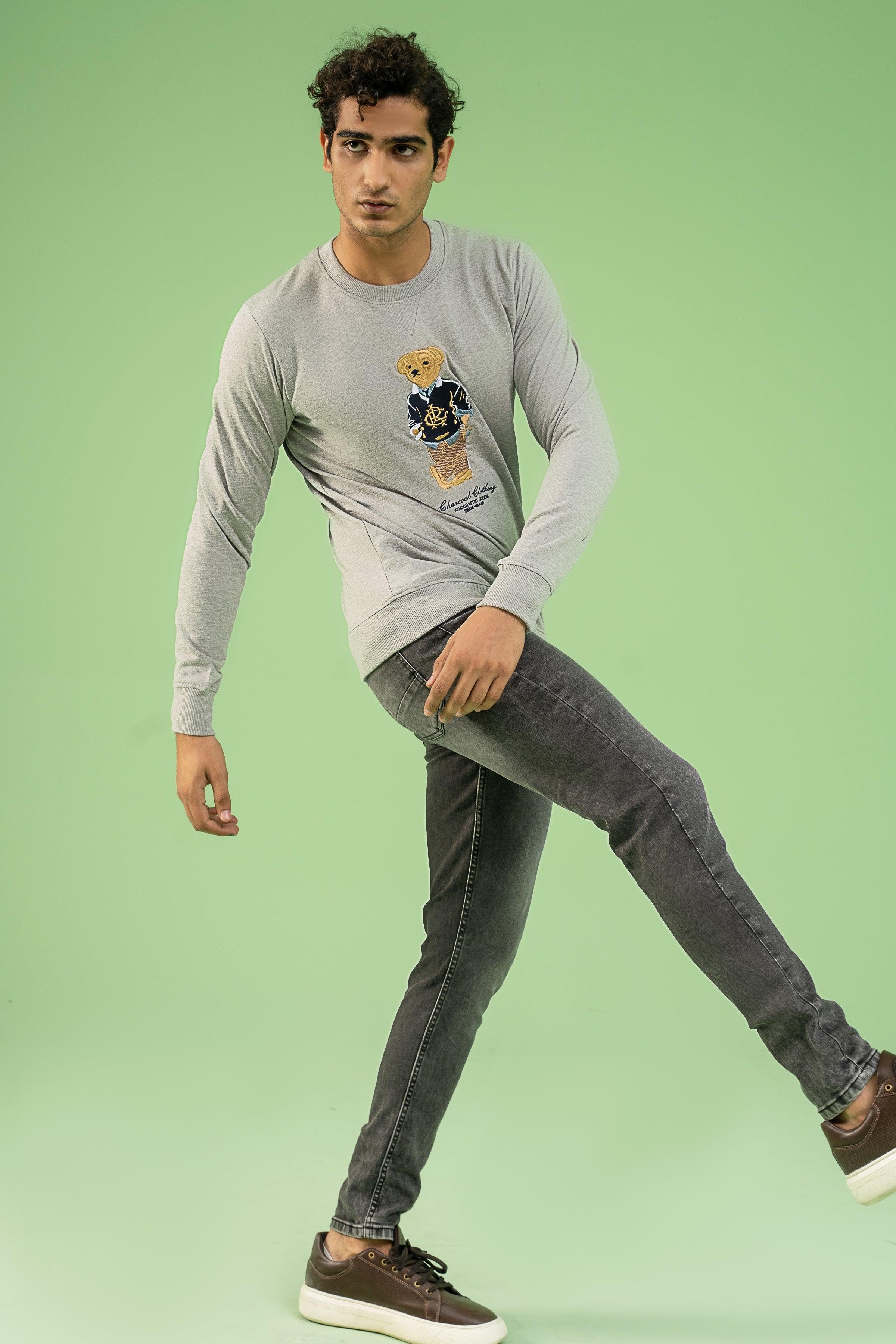 TERRY SWEAT SHIRT HEATHER GREY at Charcoal Clothing