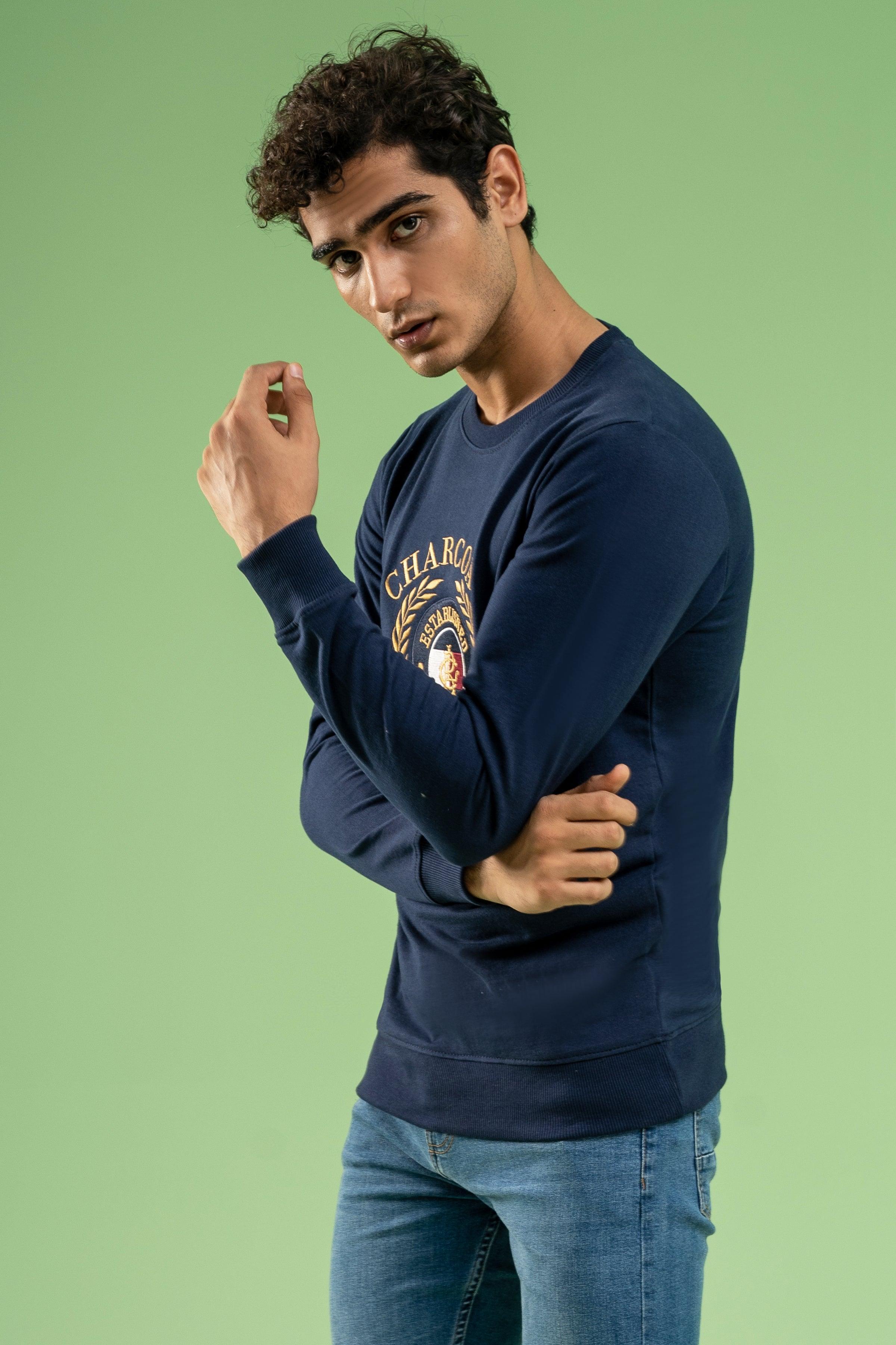 TERRY SWEAT SHIRT NAVY at Charcoal Clothing
