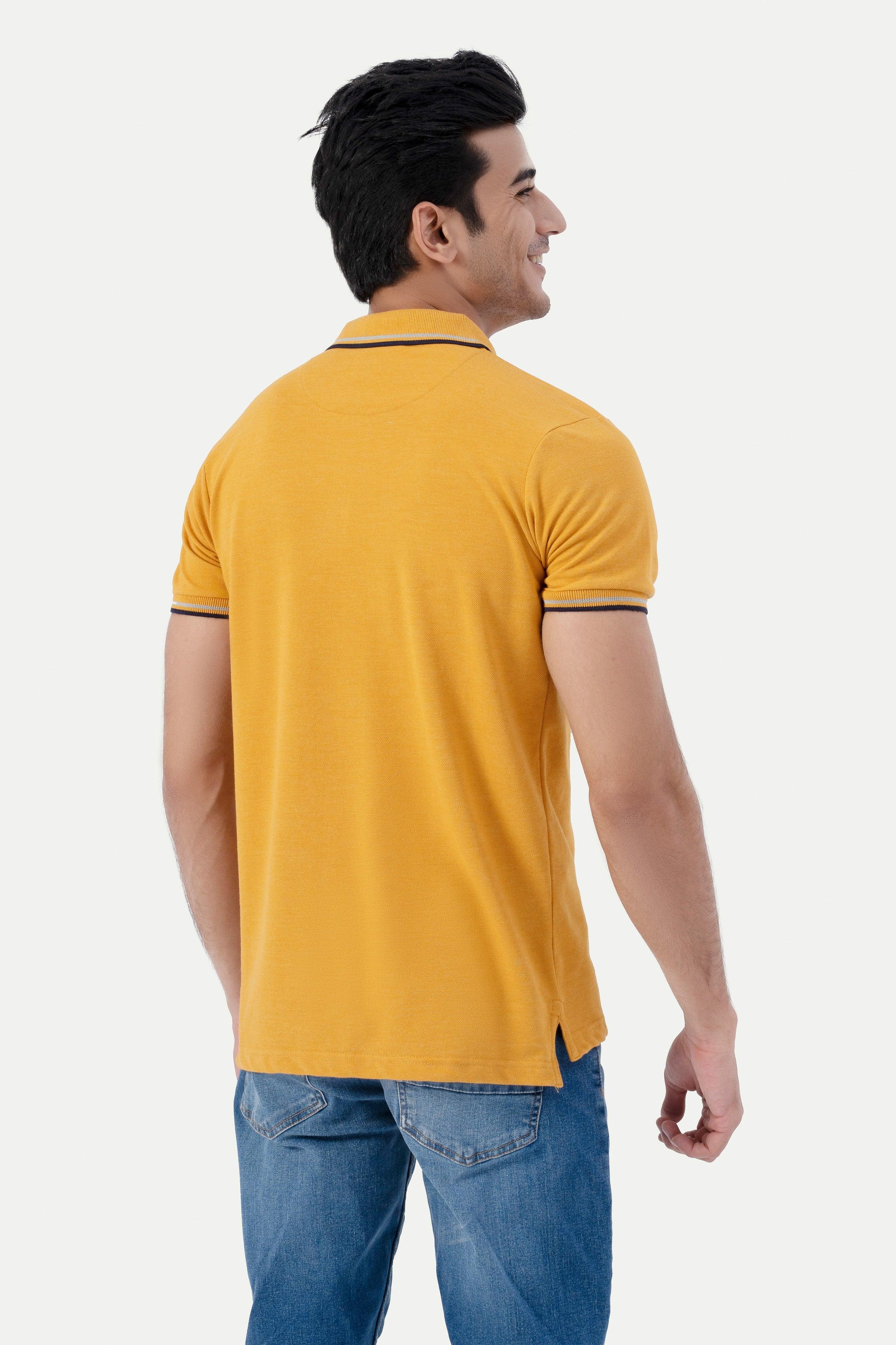 TIPPING POLO MUSTARD MELANGE at Charcoal Clothing