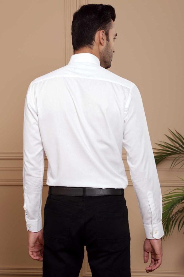 TUXEDO SHIRT WING COLLAR OFF WHITE at Charcoal Clothing