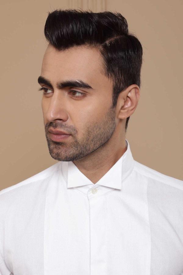TUXEDO SHIRT WING COLLAR OFF WHITE at Charcoal Clothing