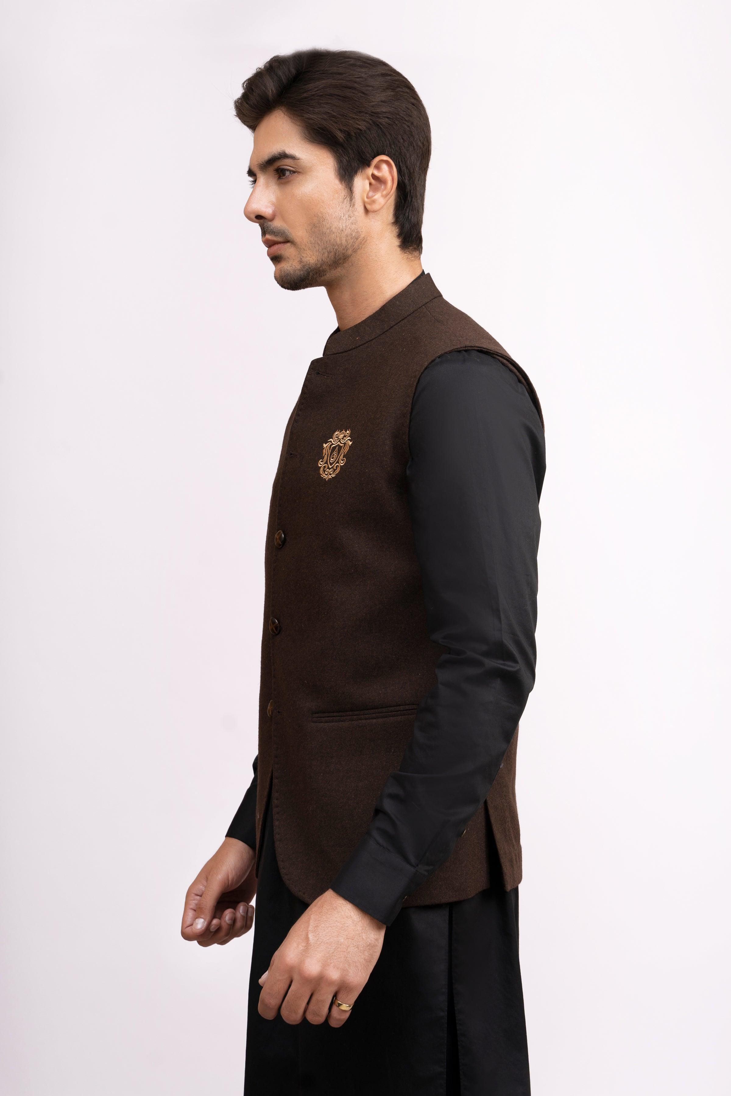 WAIST COAT CHOCOLATE BROWN at Charcoal Clothing