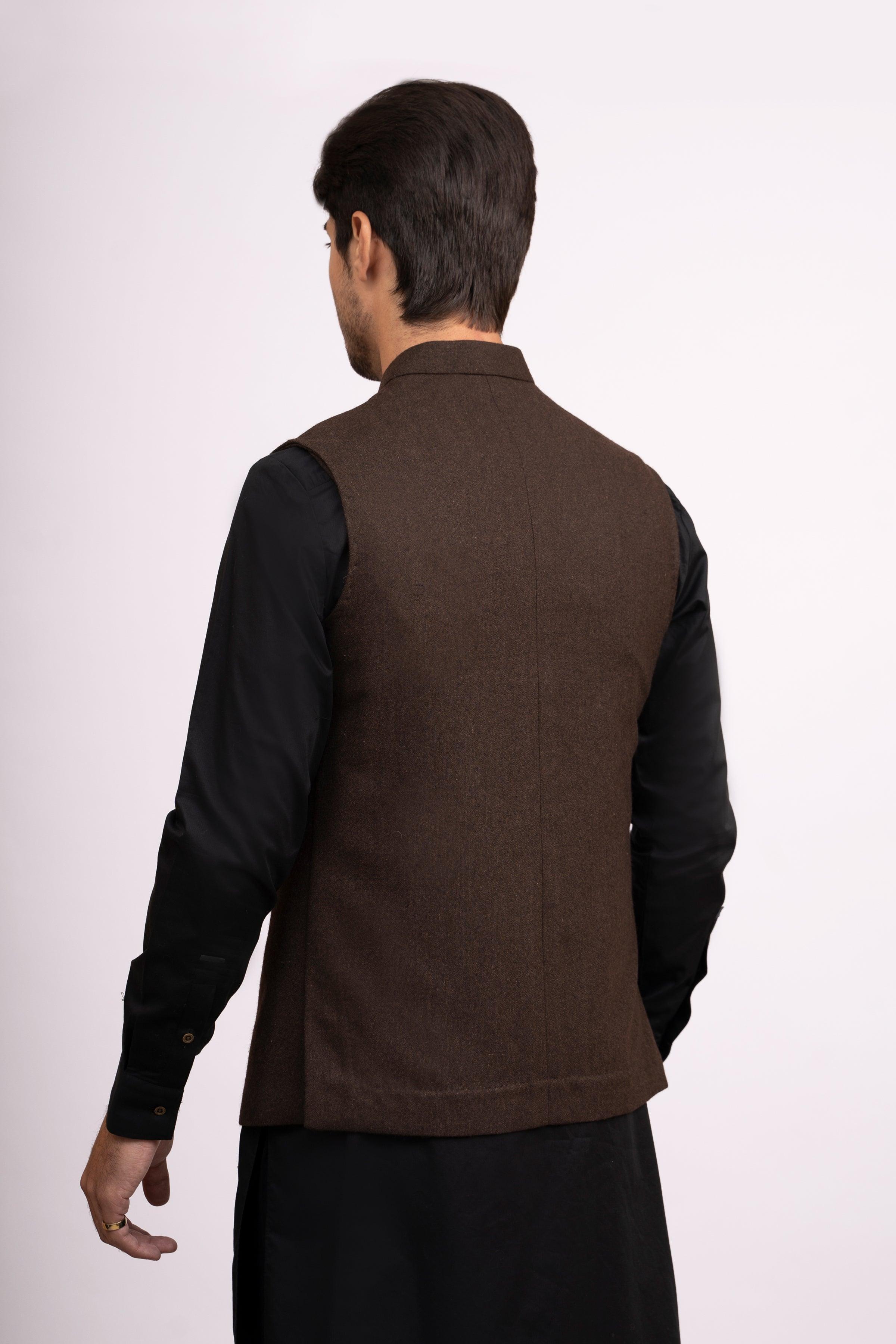 WAIST COAT CHOCOLATE BROWN at Charcoal Clothing