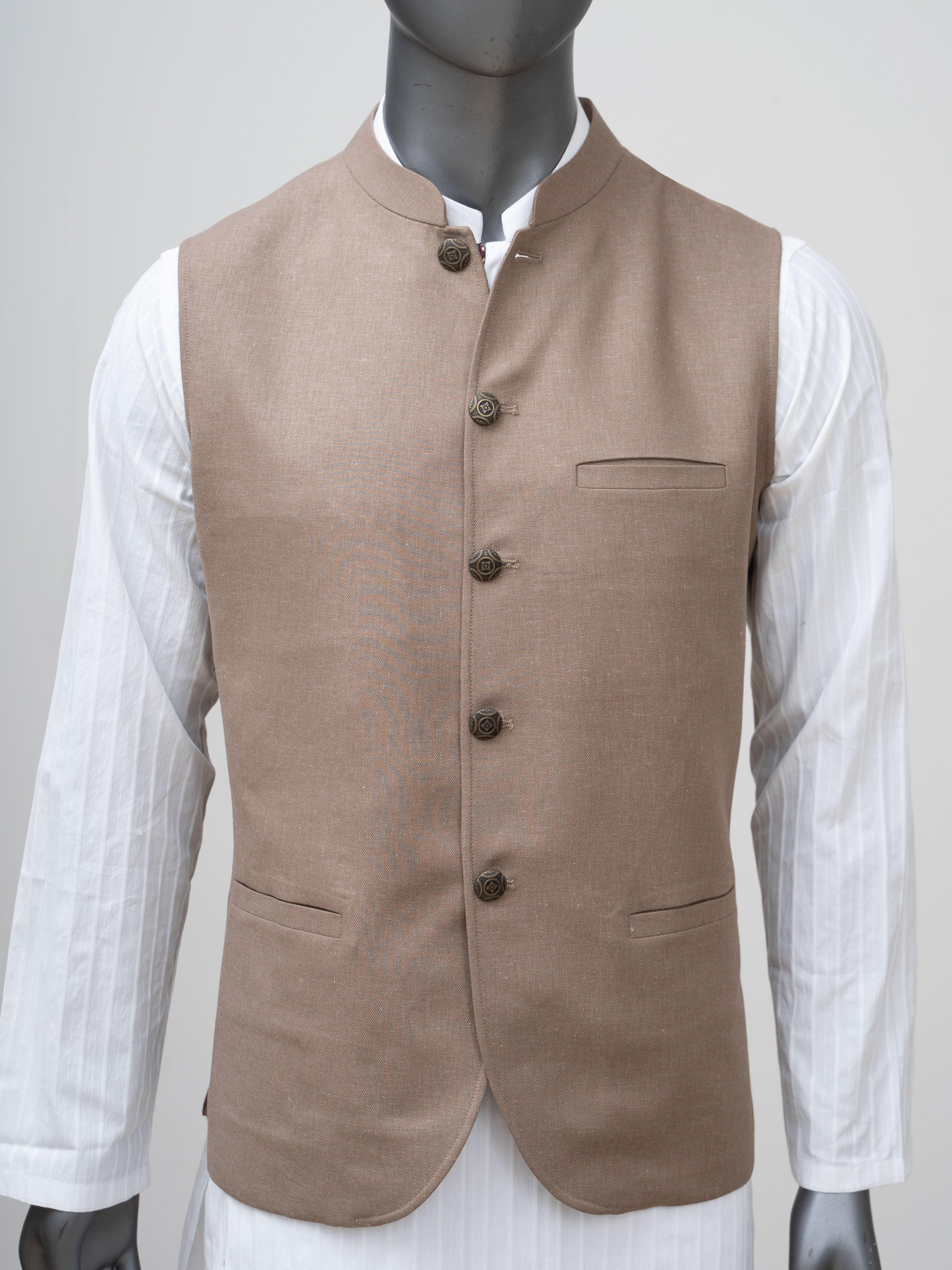 WAISTCOAT LIGHT BROWN at Charcoal Clothing