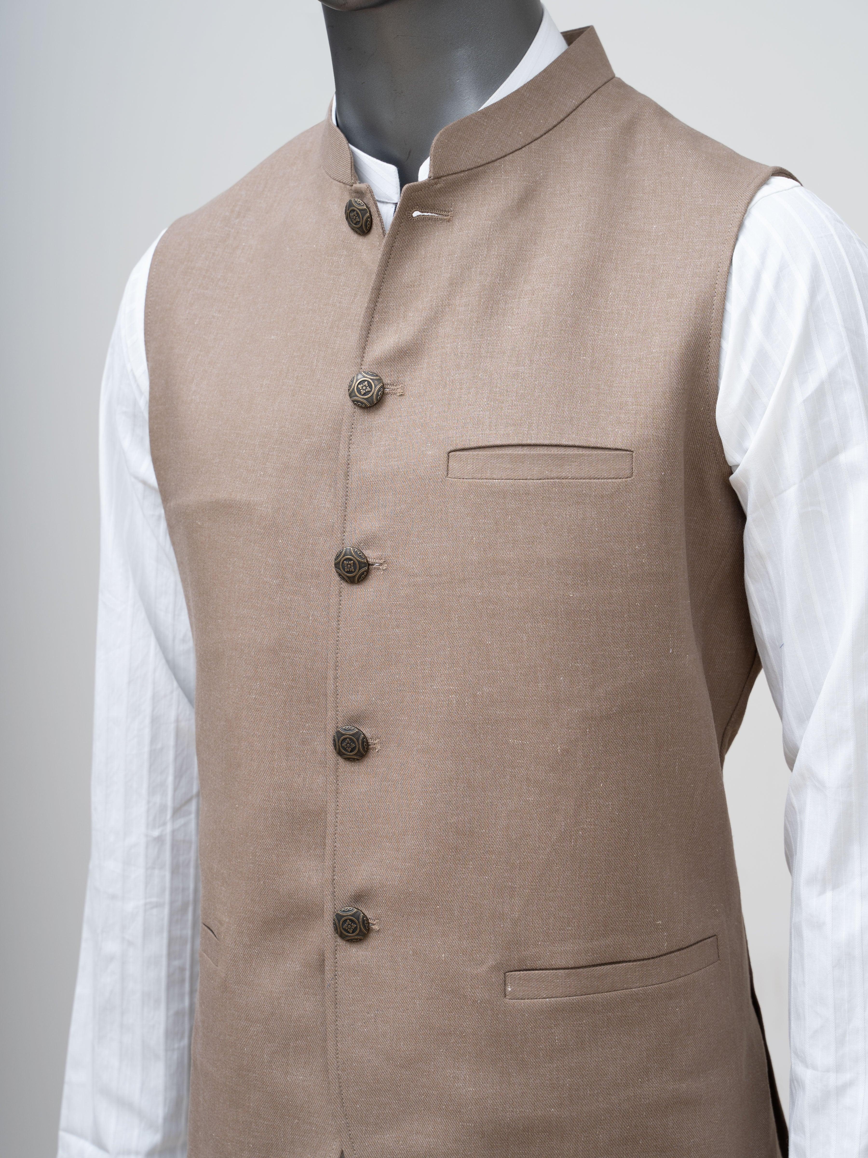 WAISTCOAT LIGHT BROWN at Charcoal Clothing