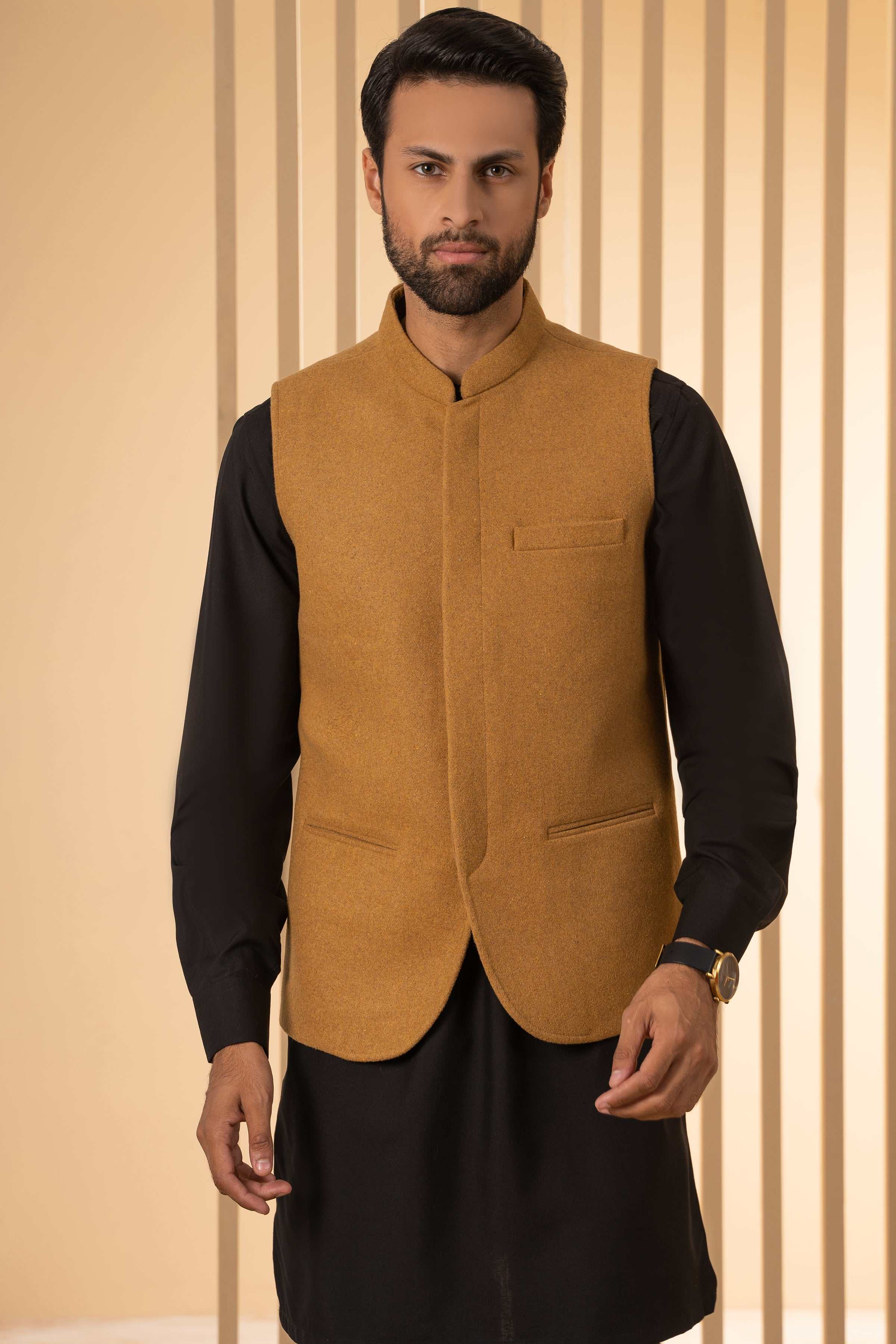 WAISTCOAT MUSTARD at Charcoal Clothing