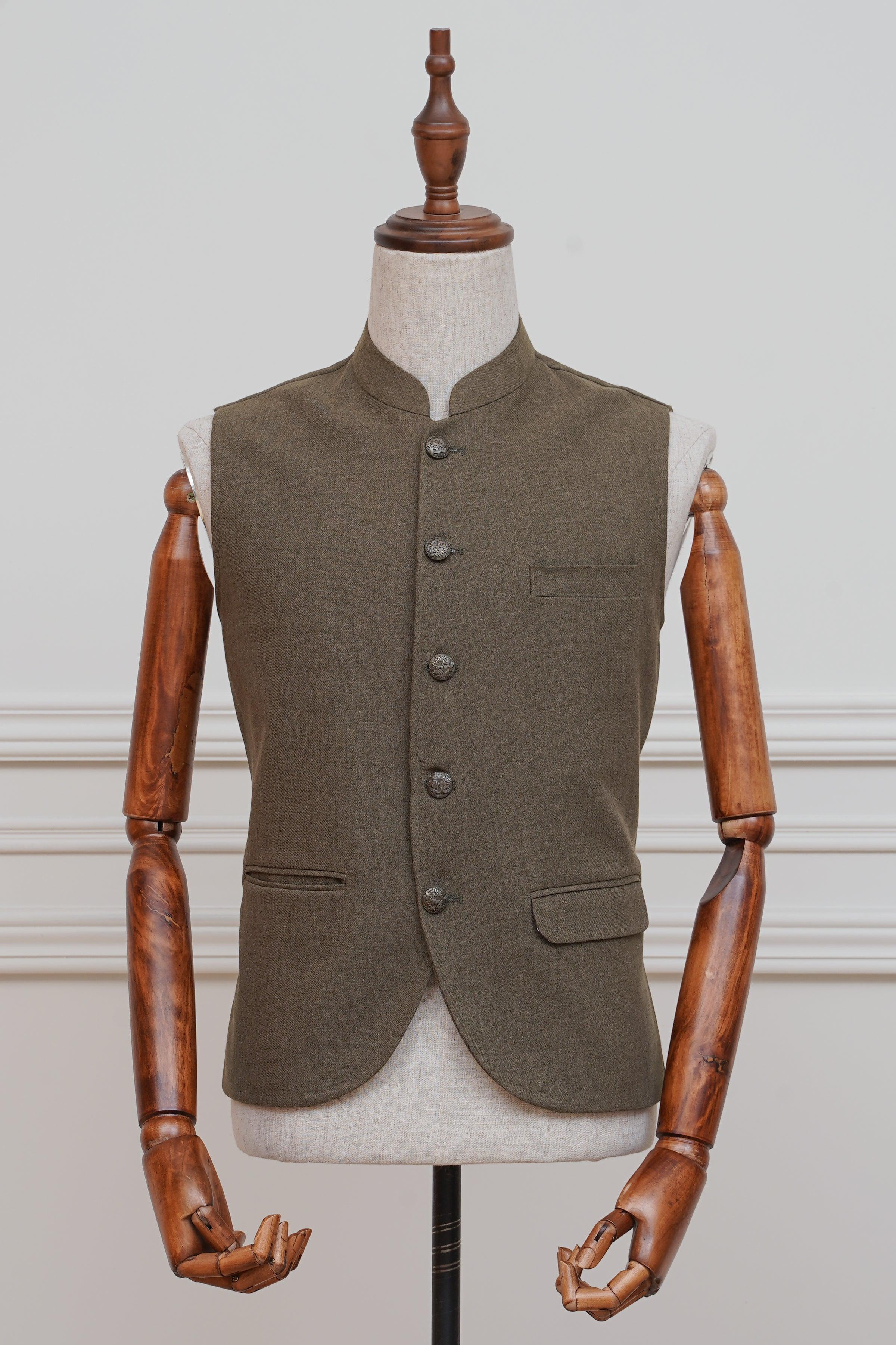 WAISTCOAT OLIVE at Charcoal Clothing