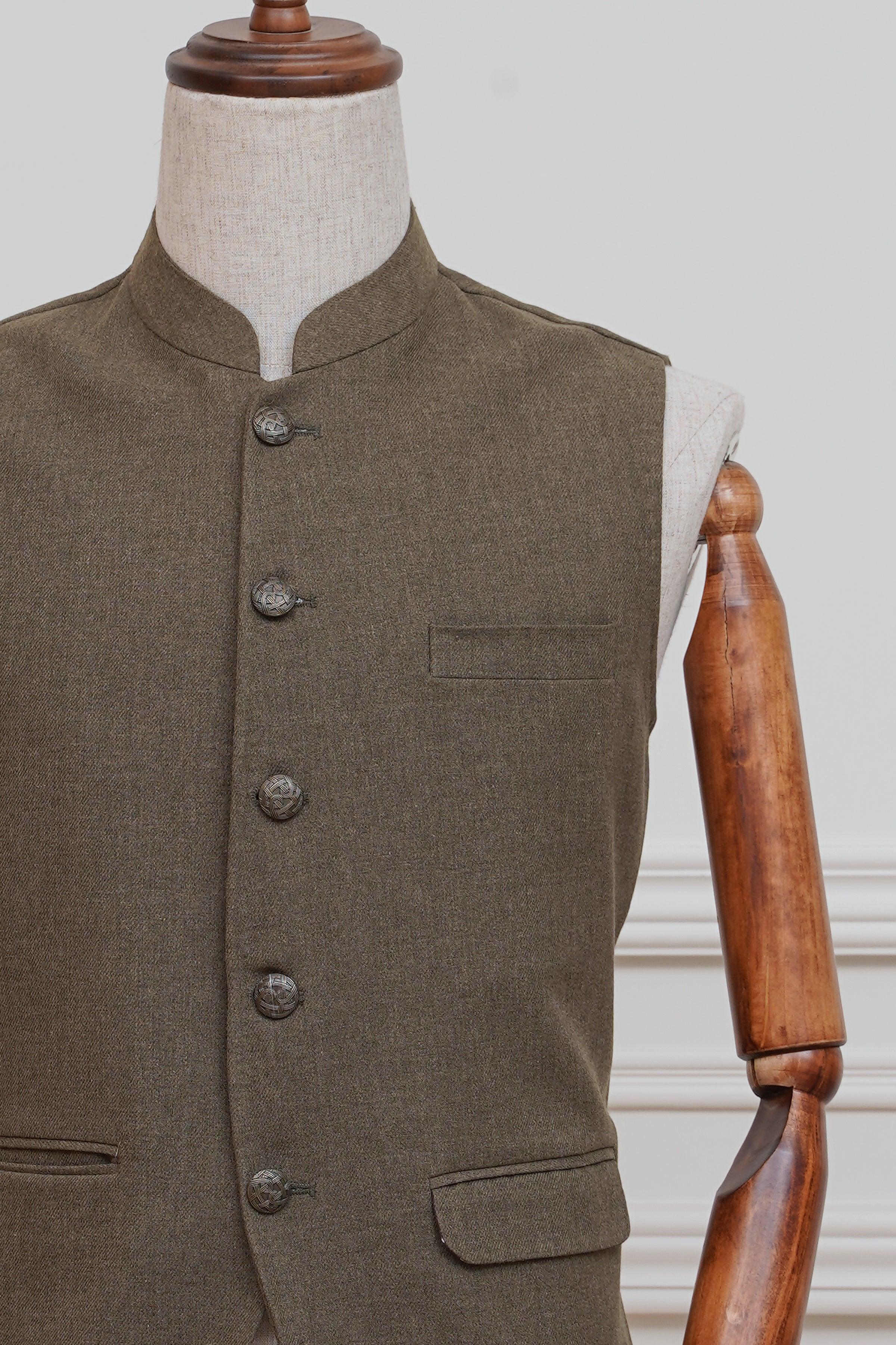 WAISTCOAT OLIVE at Charcoal Clothing