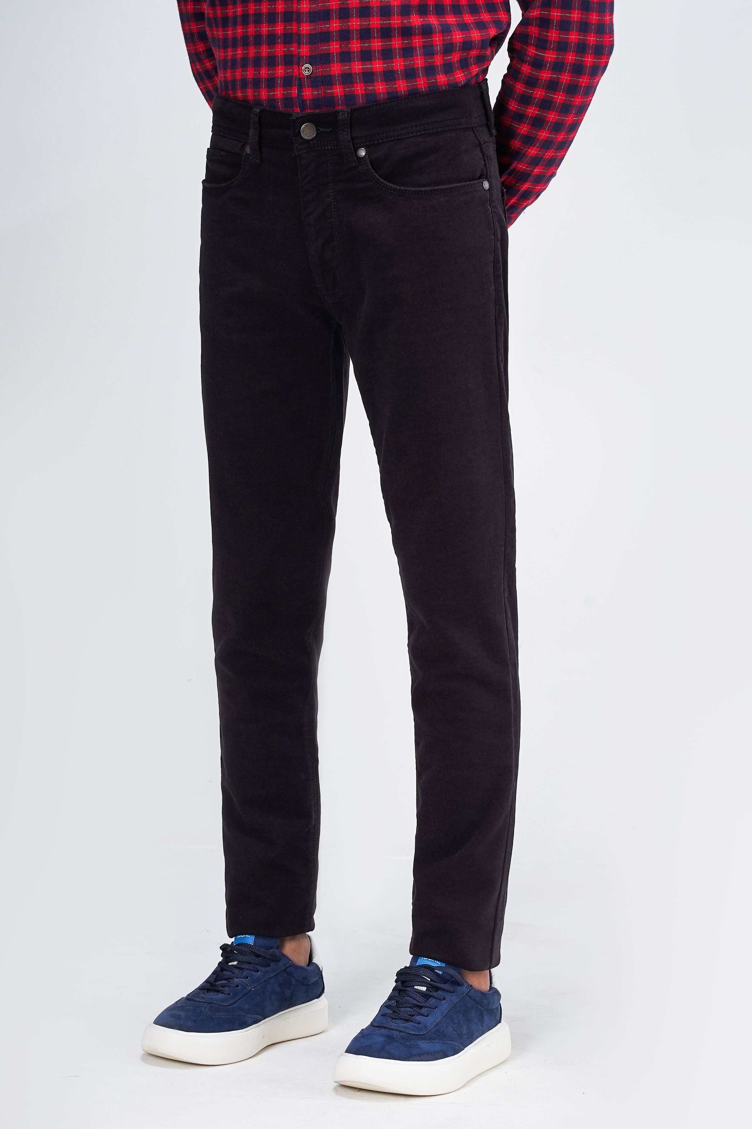 WOOLEN 5-POCKET PANT MAHROON BLACK at Charcoal Clothing