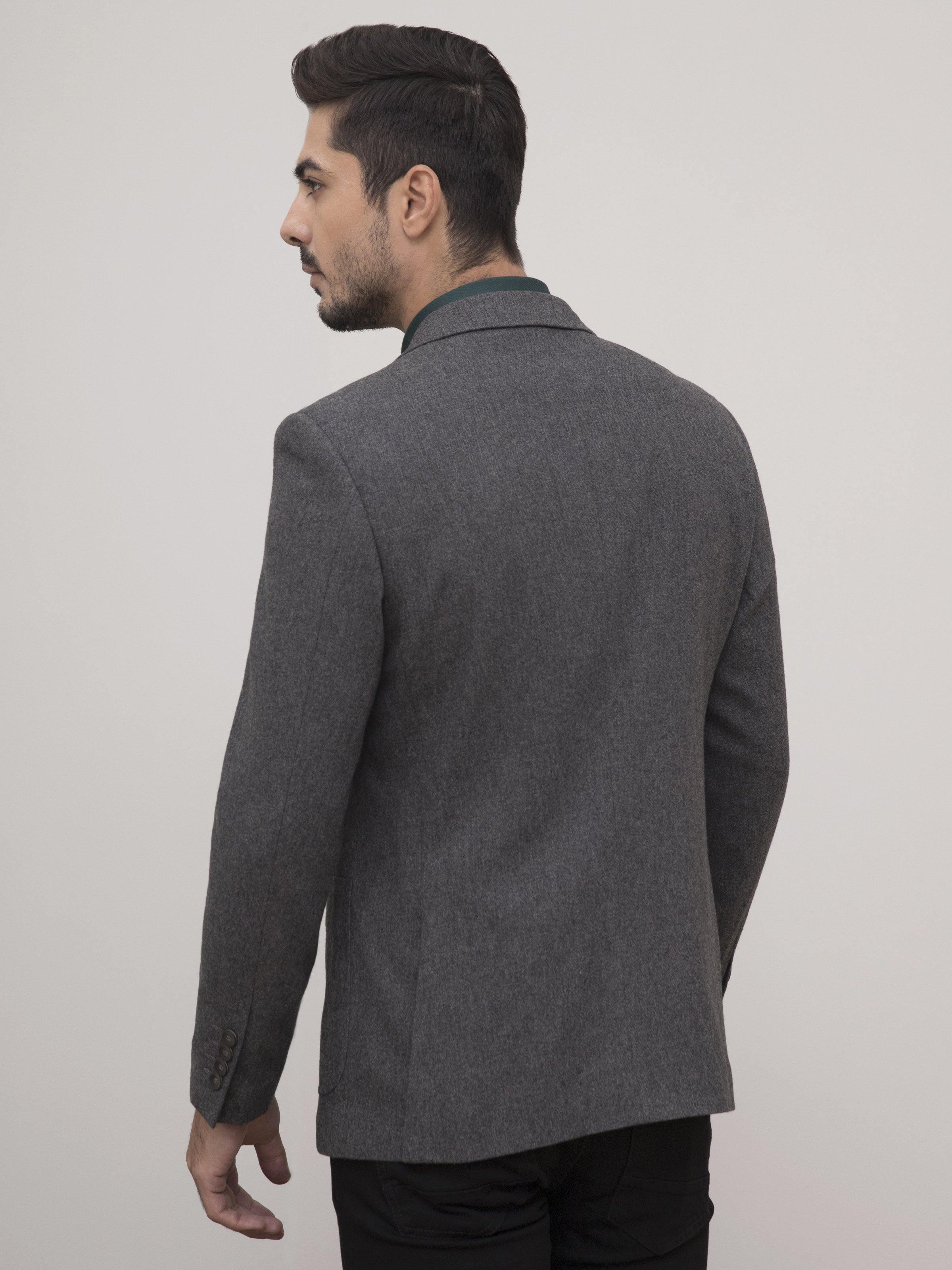 WOOLEN CASUAL COAT SLIM FIT GREY at Charcoal Clothing