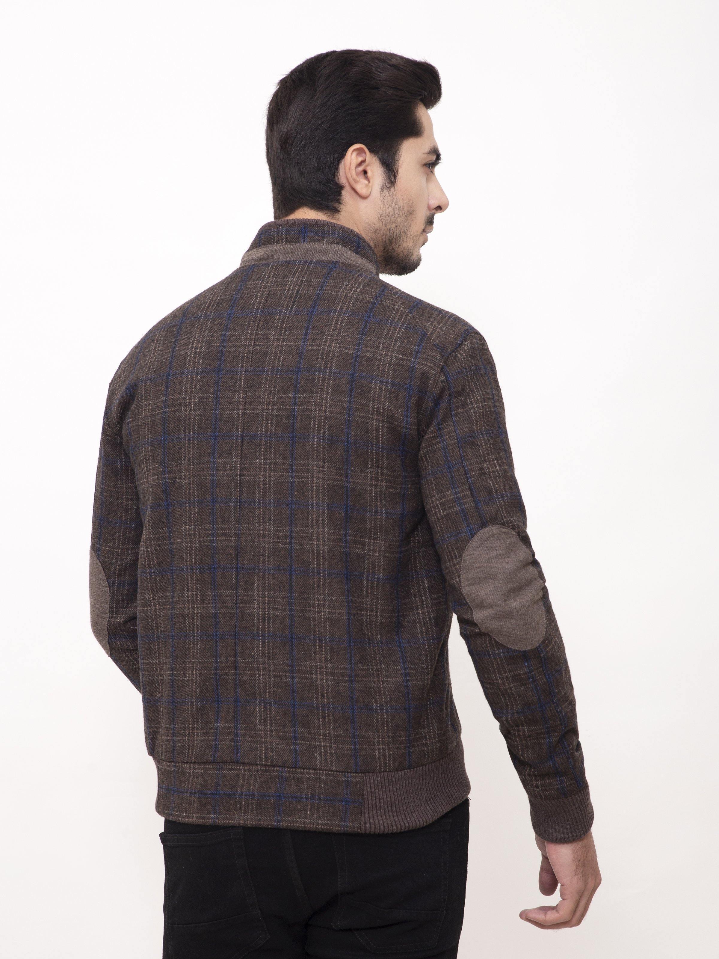WOOLEN JACKET FULL SLEEVE BROWN BLACK at Charcoal Clothing
