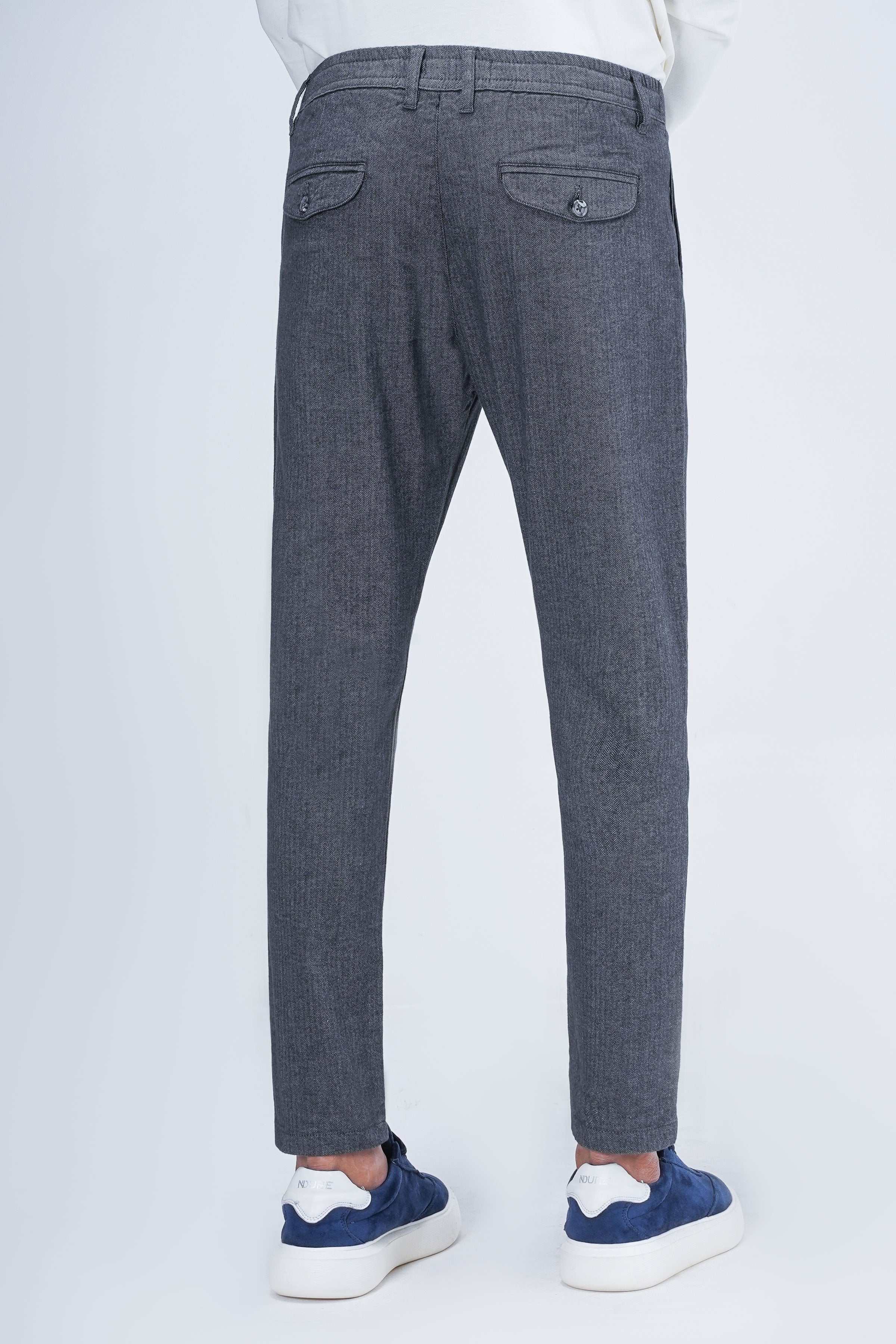 WOOLEN JOGGER WAIST TROUSER GREY BLACK at Charcoal Clothing