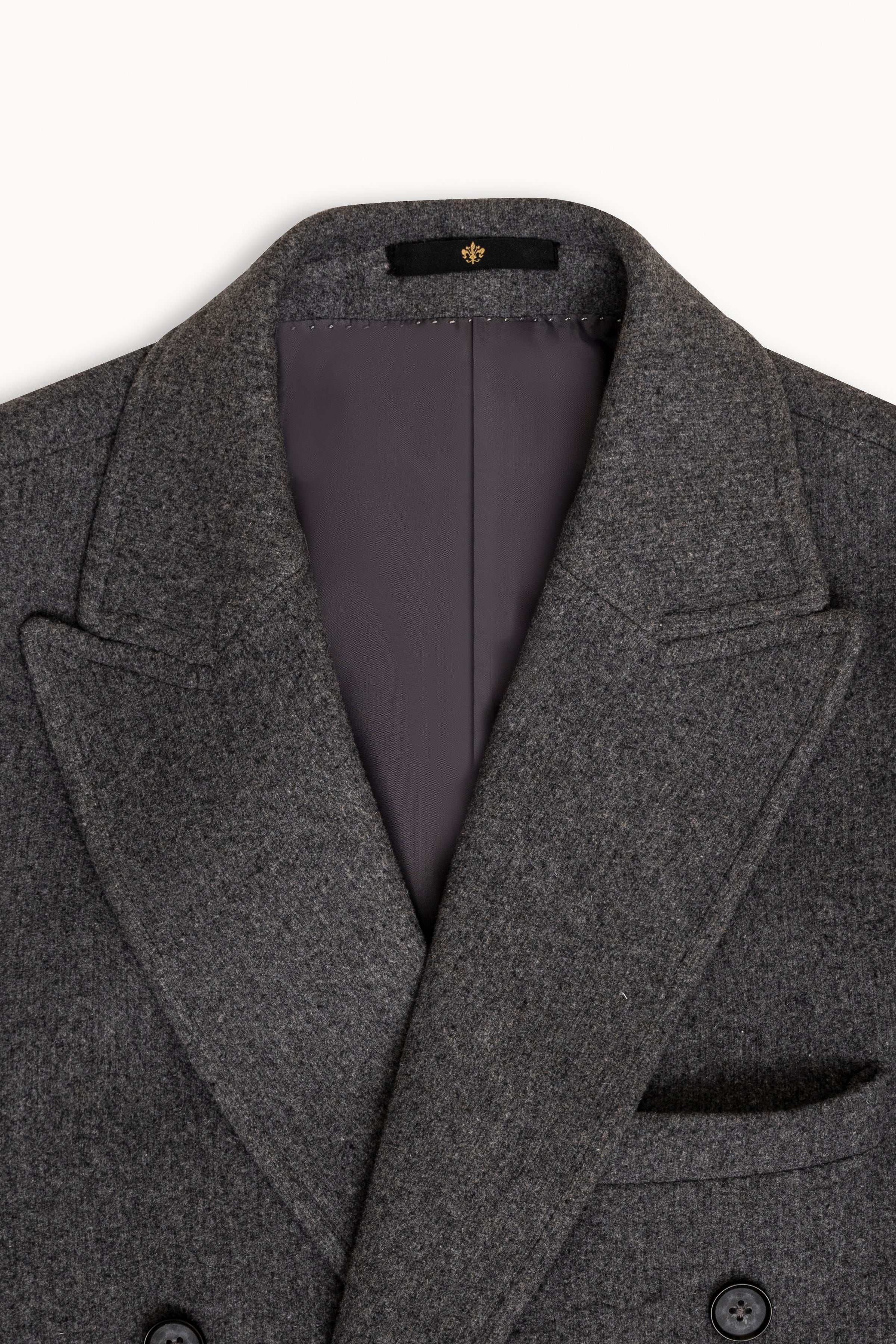 WOOLEN LONG COAT DOUBLE BREASTED GREY at Charcoal Clothing